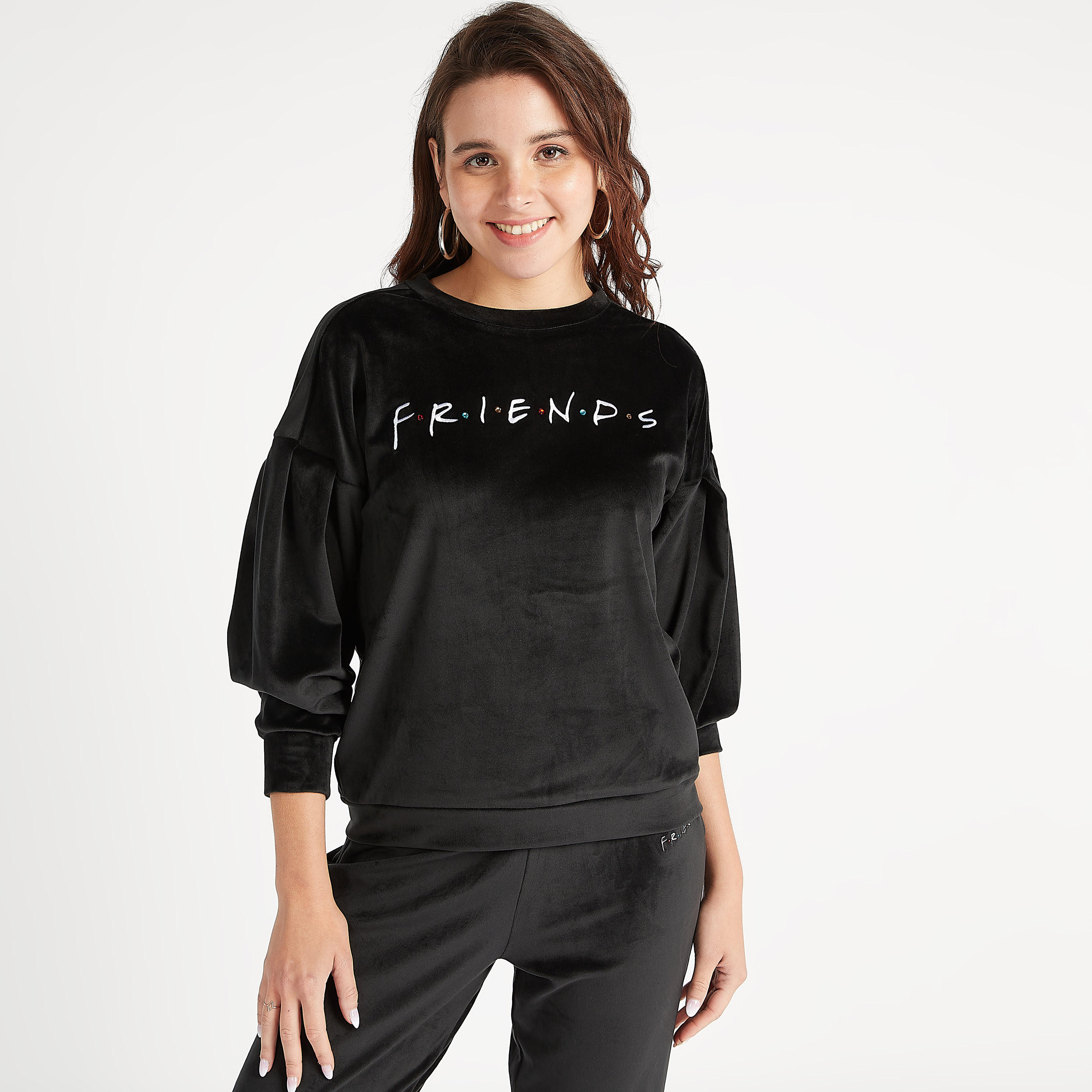 Printed Crew Neck Sweatshirt with Long Sleeves-women-winterwear-hoodiesandsweatshirts-sweatshirts-image-5