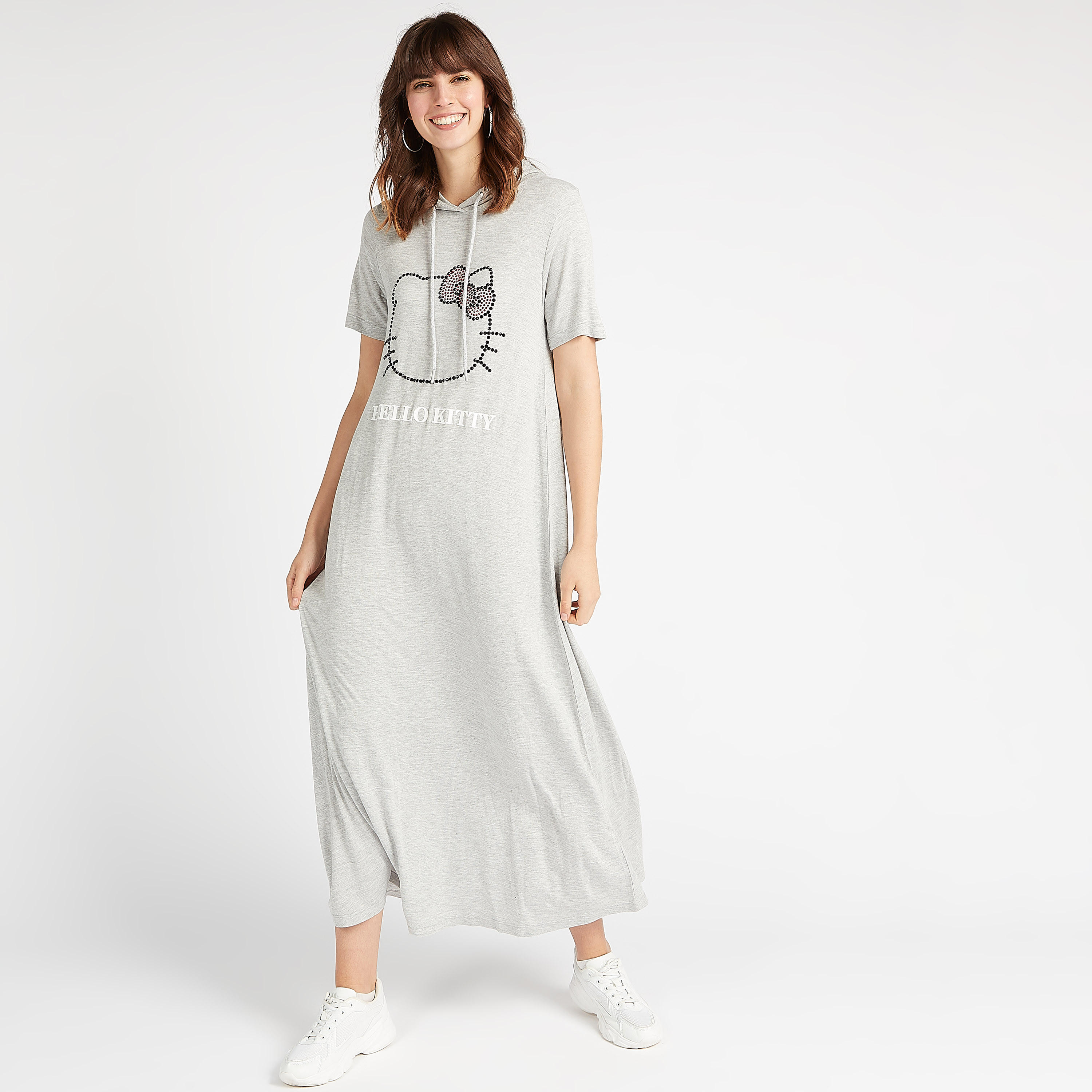فستان طويل بتزيينات هالو كيتي مع قبّعة وأكمام قصيرة-women-clothing-dresses-image-3