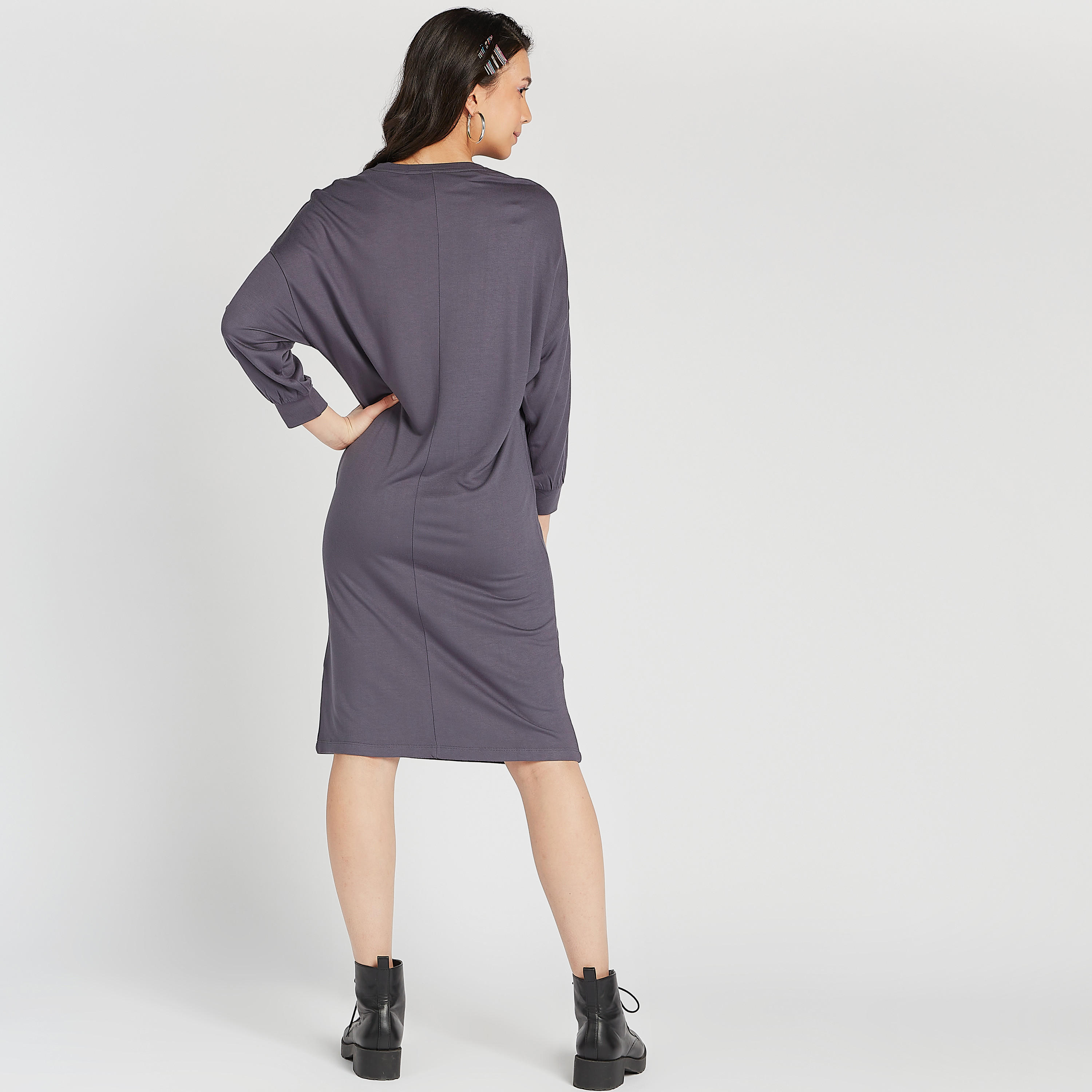 فستان واسع قصير بطبعات ميكي ماوس وأكمام طويلة-women-clothing-dresses-image-2