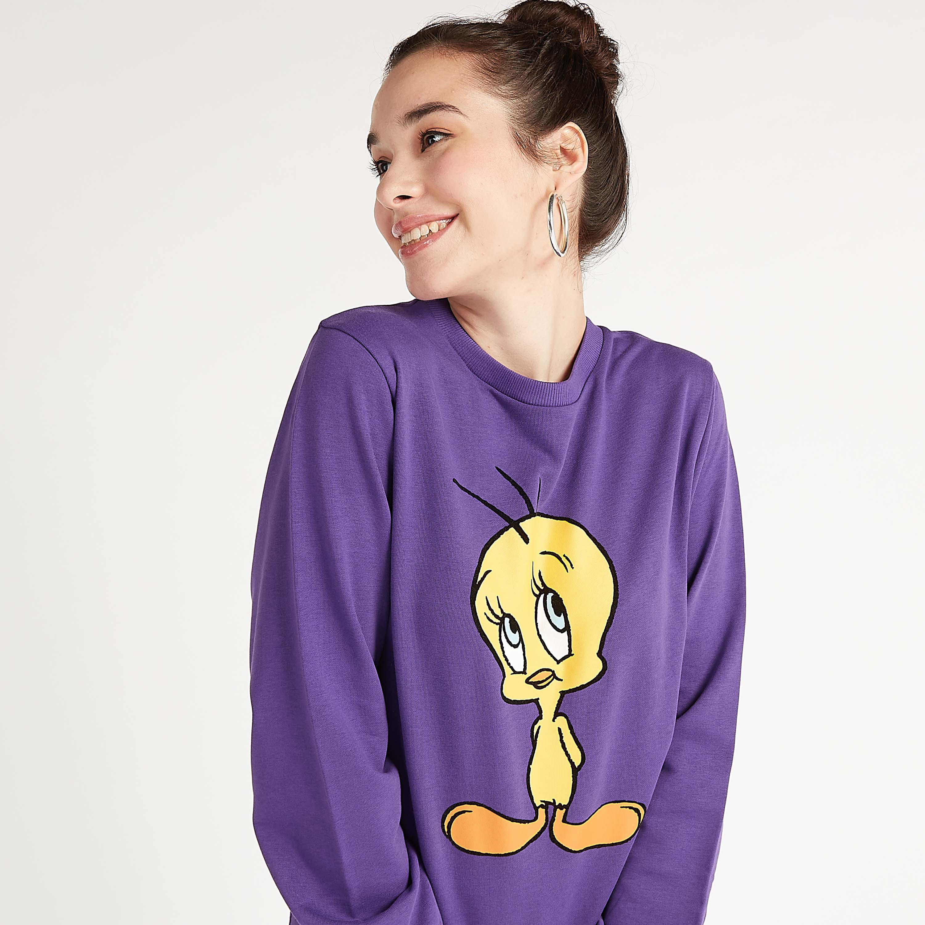 Printed Crew Neck Sweatshirt with Long Sleeves-women-winterwear-hoodiesandsweatshirts-sweatshirts-image-3