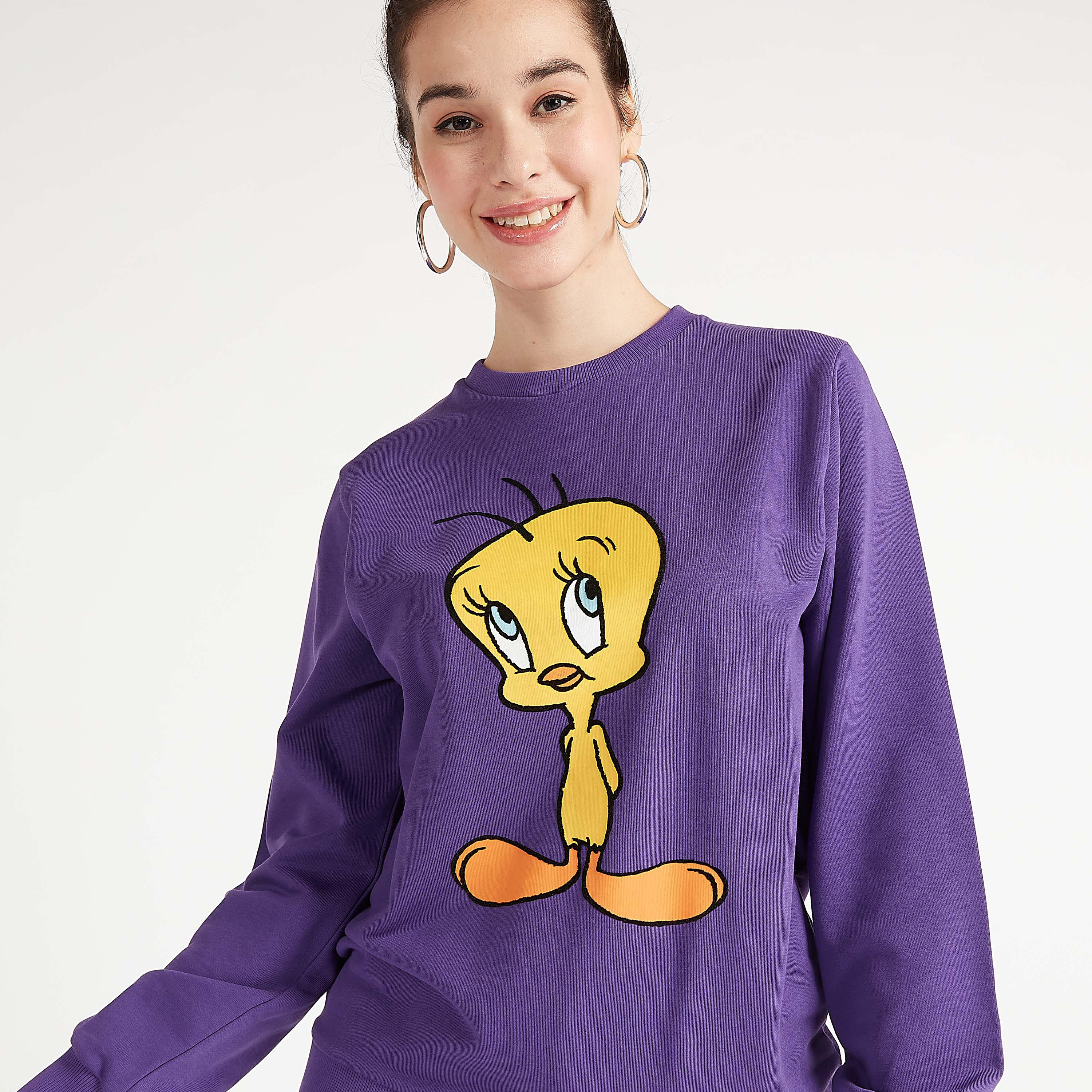 Printed Crew Neck Sweatshirt with Long Sleeves-women-winterwear-hoodiesandsweatshirts-sweatshirts-image-5