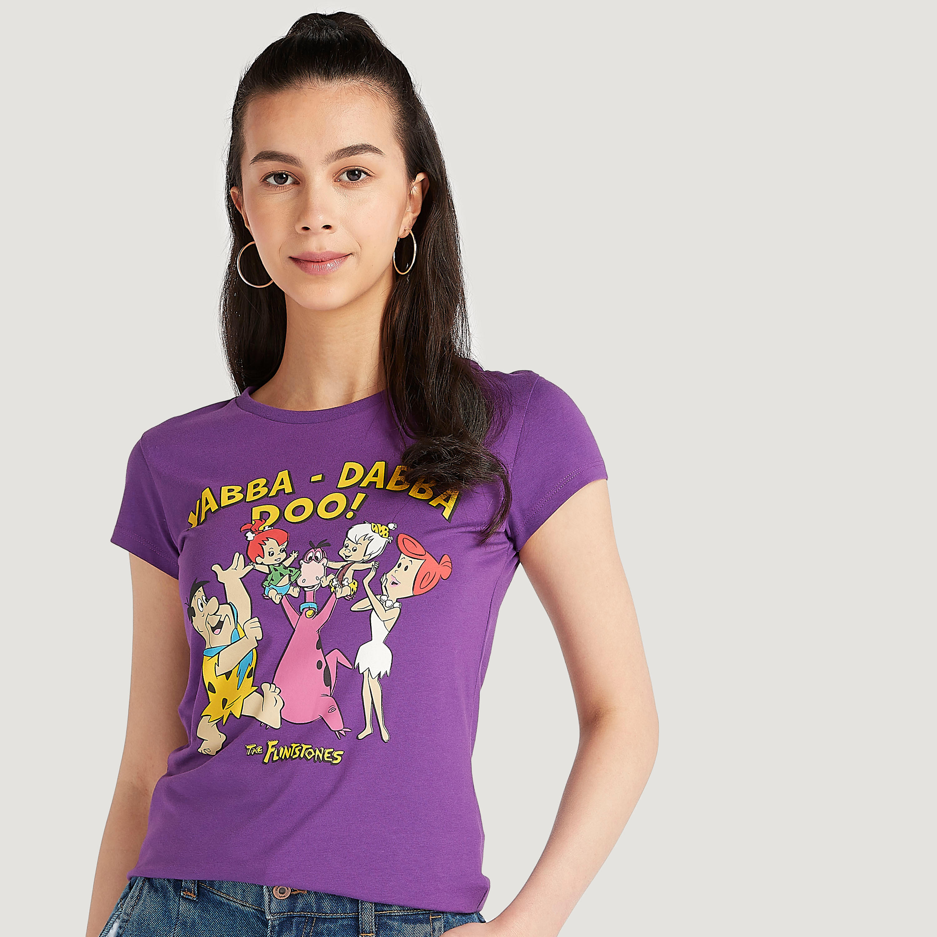 تيشيرت بياقة ضيّقة وأكمام كاب وطبعات-women-clothing-tshirts-image-1