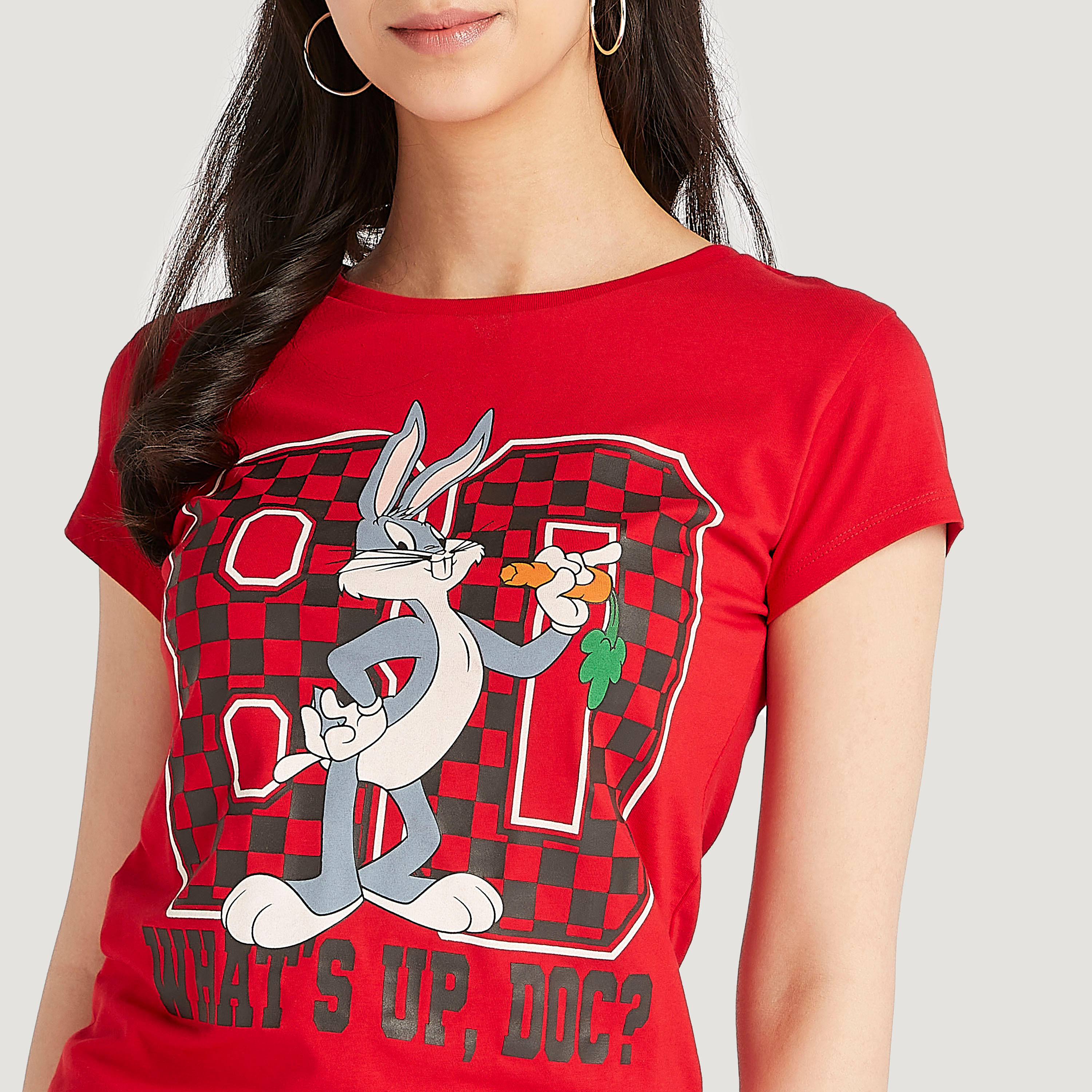 Printed Crew Neck T-shirt with Cap Sleeves-women-clothing-tshirts-image-3