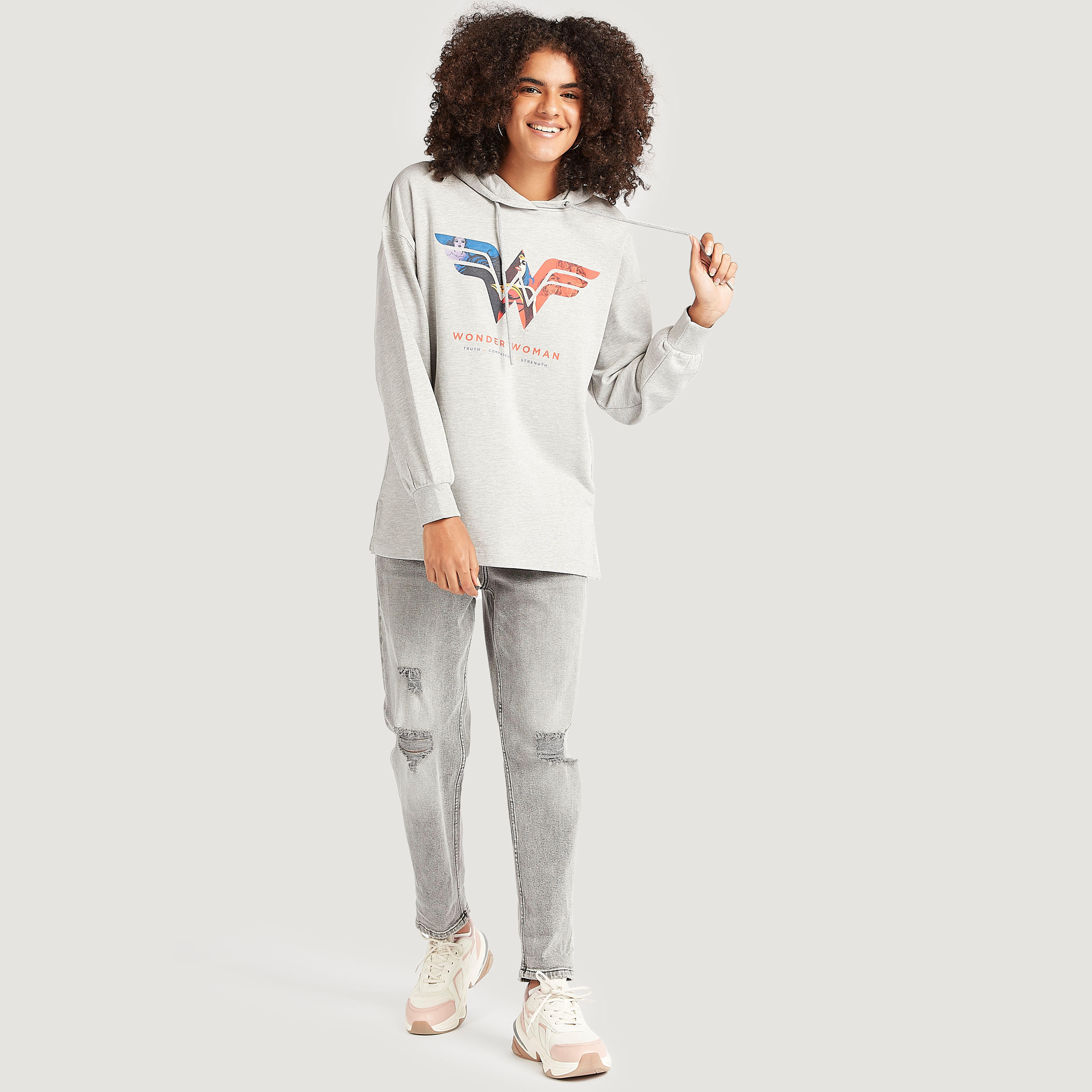 هودي بأكمام طويلة وطبعات وندر وومان-women-winterwear-hoodiesandsweatshirts-hoodies-image-2