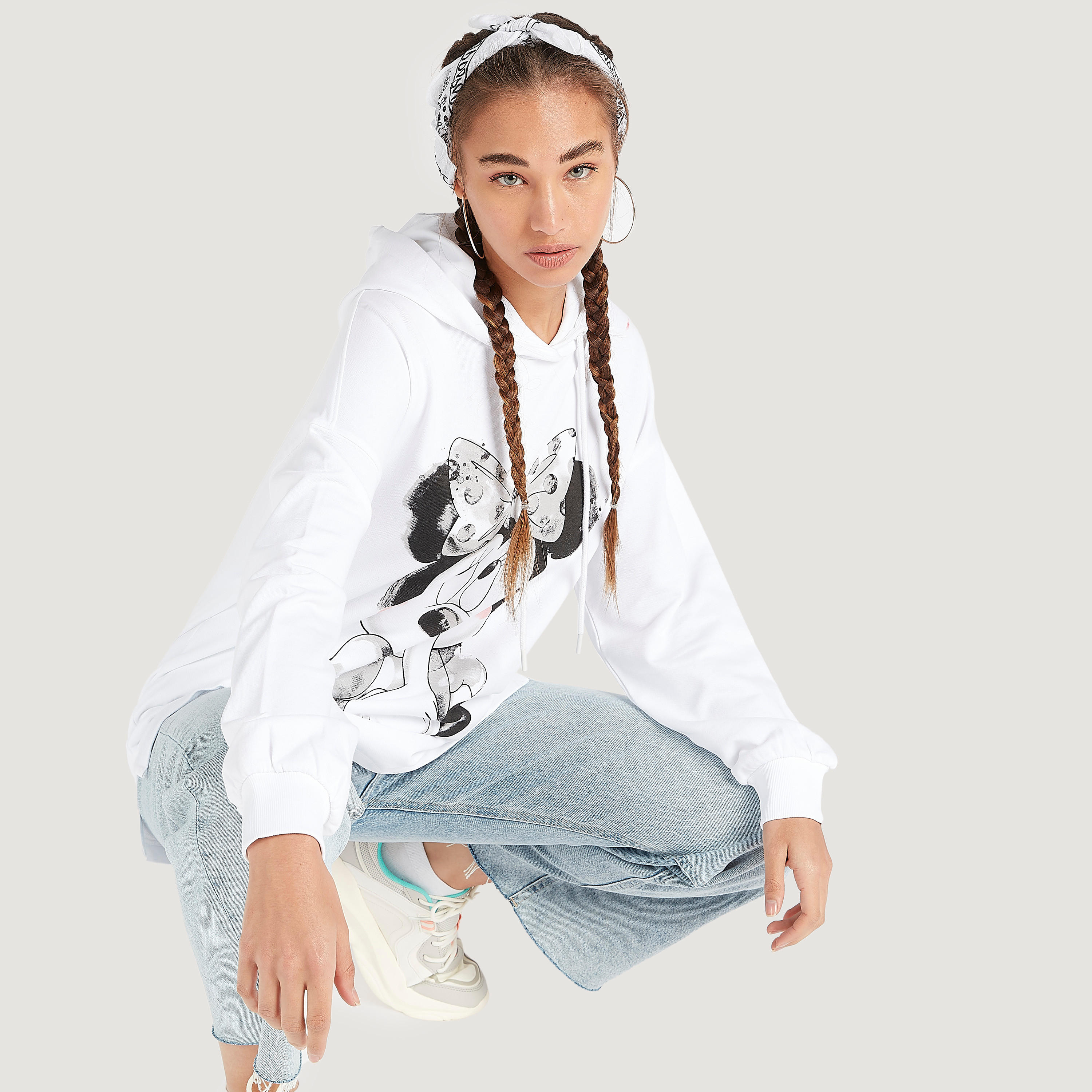 Minnie Mouse Print Oversized Hoodie with Long Sleeves-women-winterwear-hoodiesandsweatshirts-hoodies-image-5