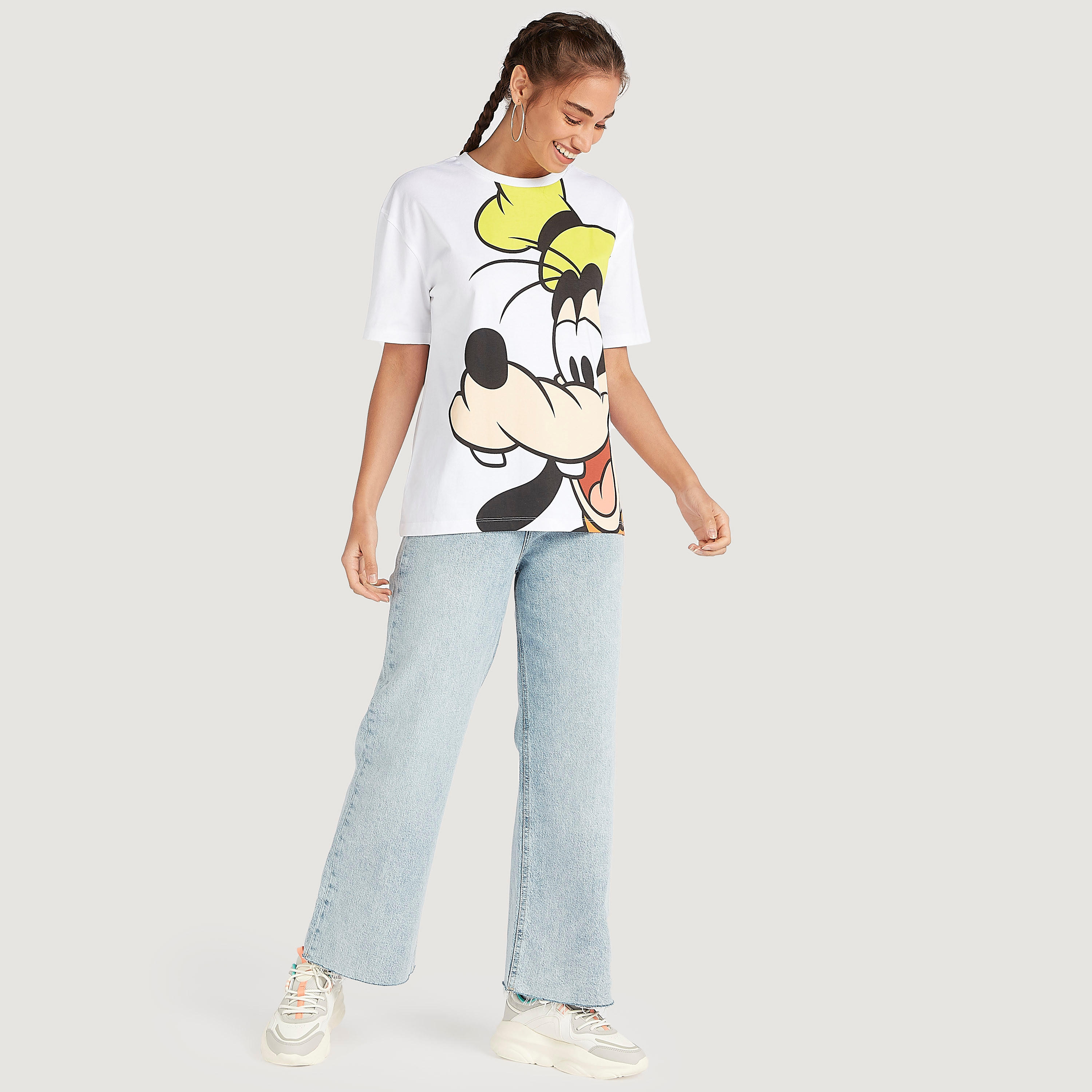 تيشيرت بياقة ضيّقة وأكمام قصيرة وطبعات جوفي-women-clothing-tshirts-image-2