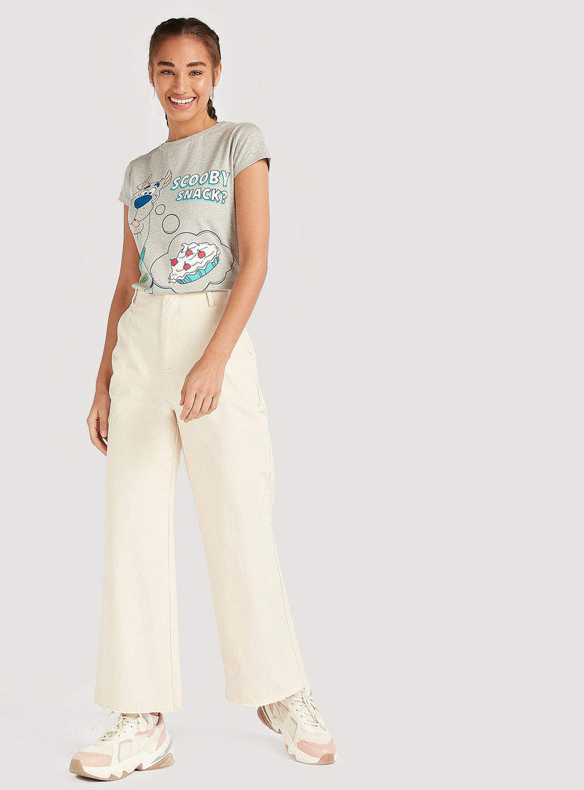 Scooby-Doo Print T-shirt with Cap Sleeves and Crew Neck-women-clothing-tshirts-image-2