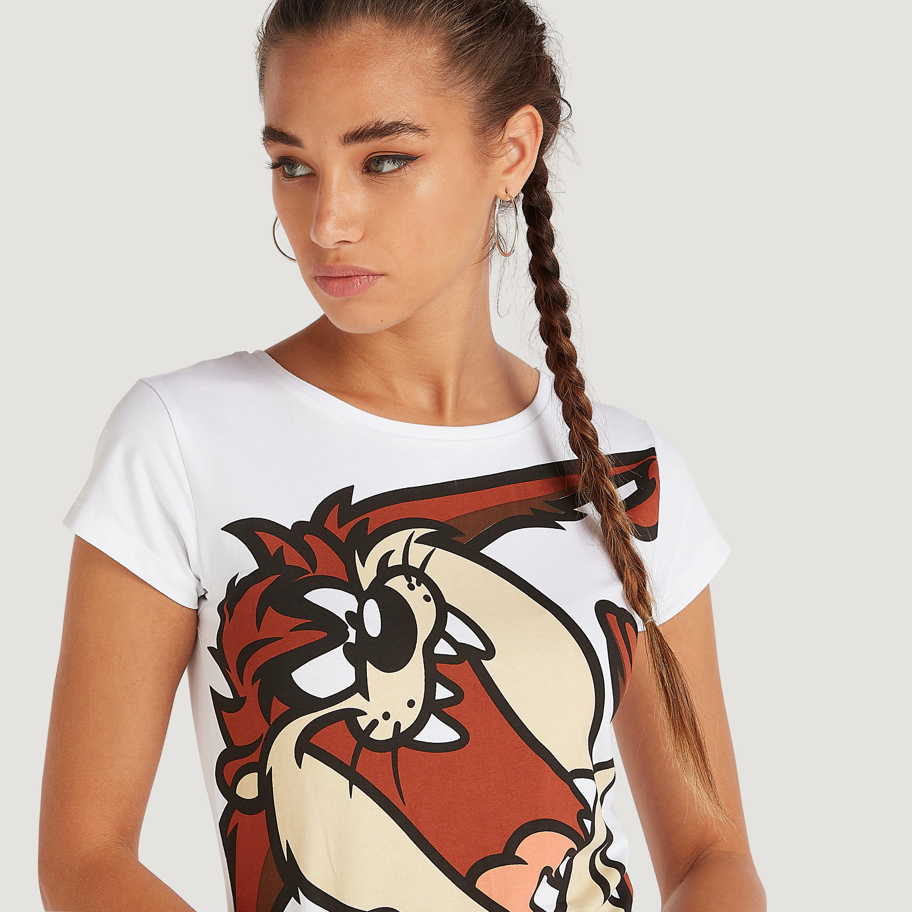 تيشيرت بياقة ضيّقة وأكمام كاب وطَبعات-women-clothing-tshirts-image-3