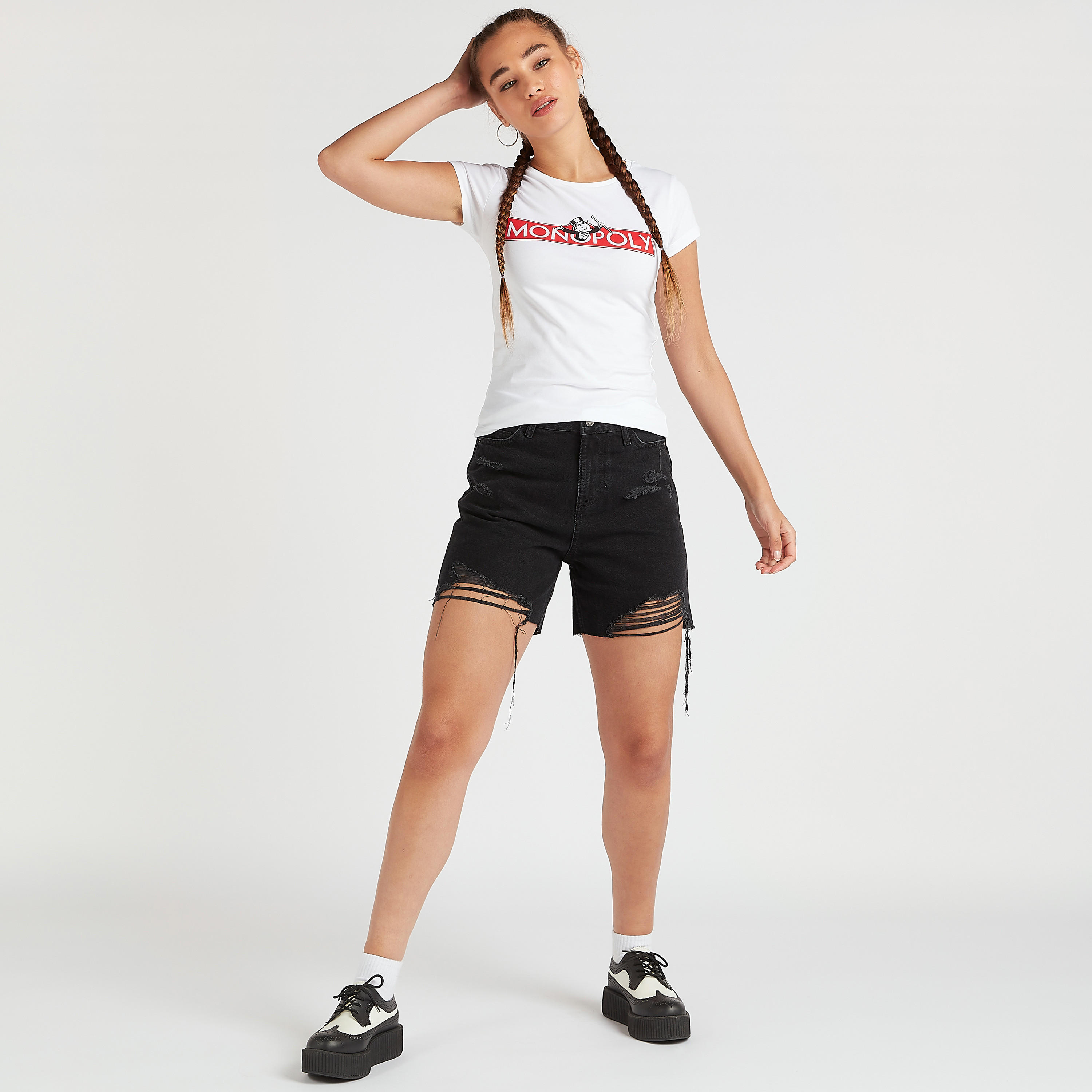 تيشيرت بياقة مستديرة وأكمام قصيرة وطبعات مونوبولي-women-clothing-tshirts-image-2