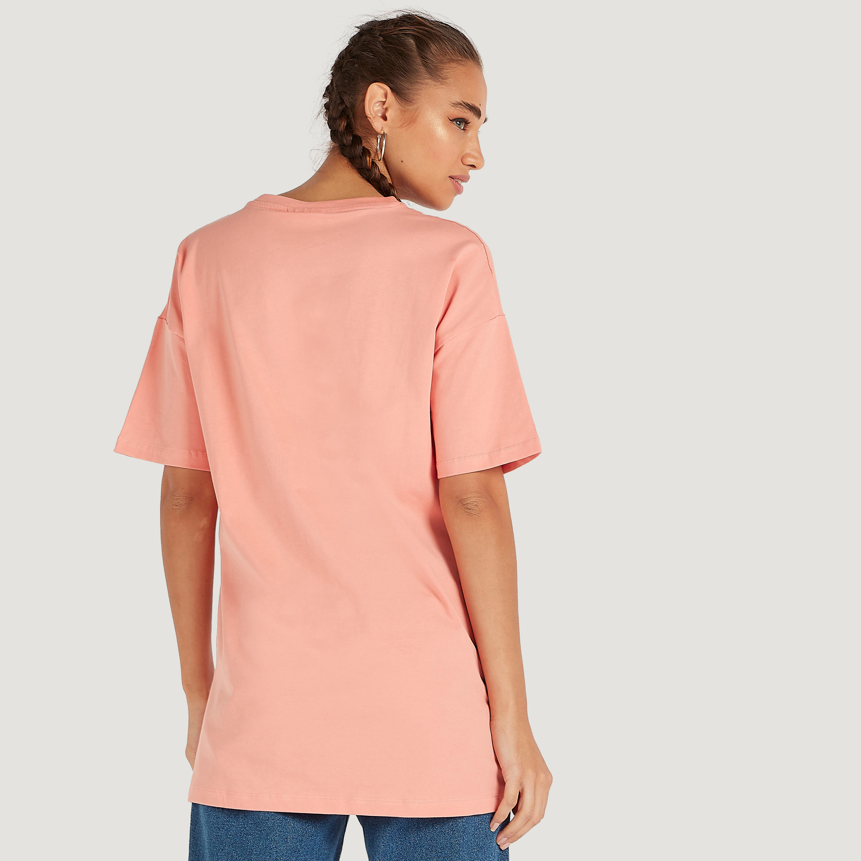 Minnie Mouse Print Crew Neck Longline T-shirt with Short Sleeves-women-clothing-tshirts-image-4