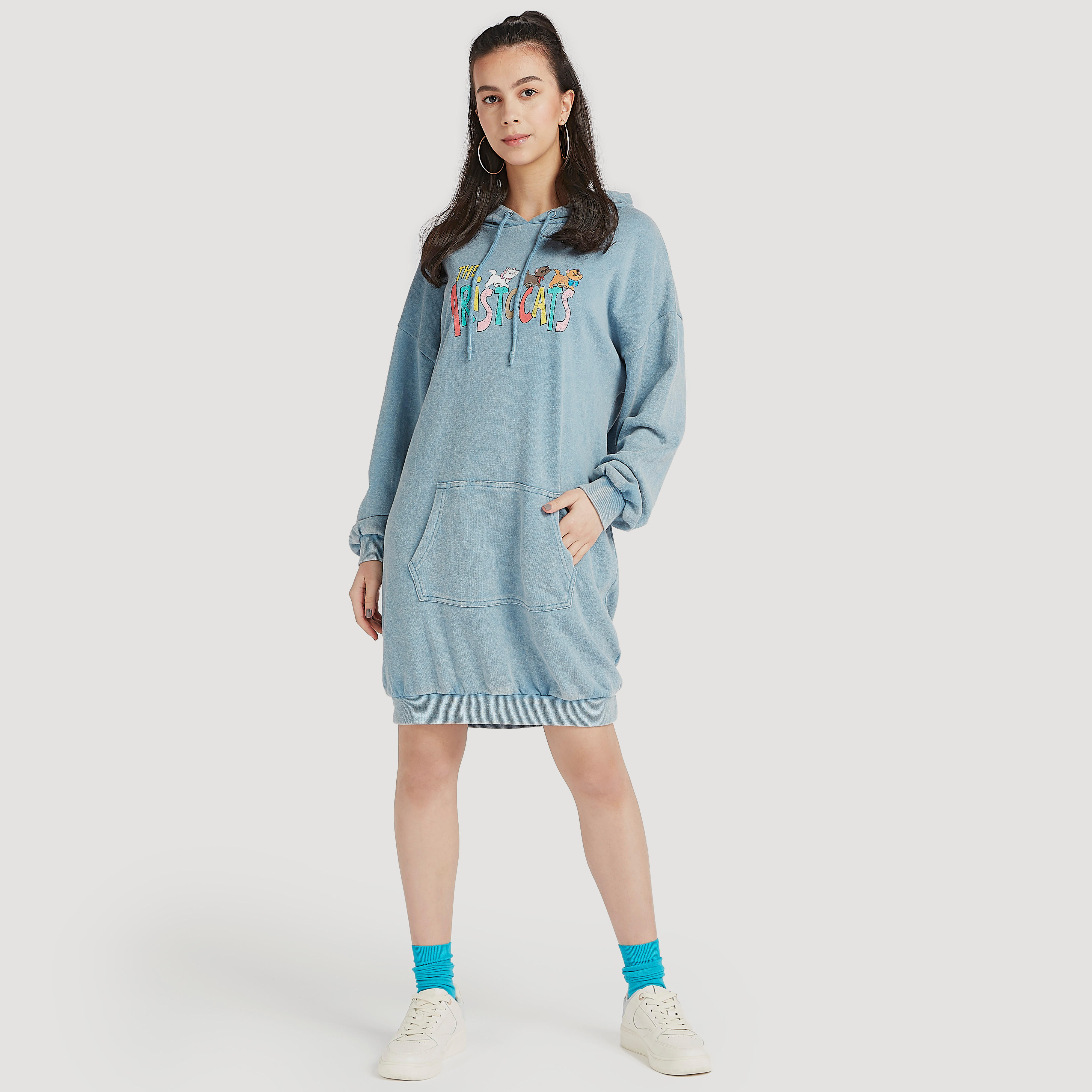 فستان جامبر قصير بطبعات وقبّعة وأكمام طويلة-women-clothing-dresses-image-2