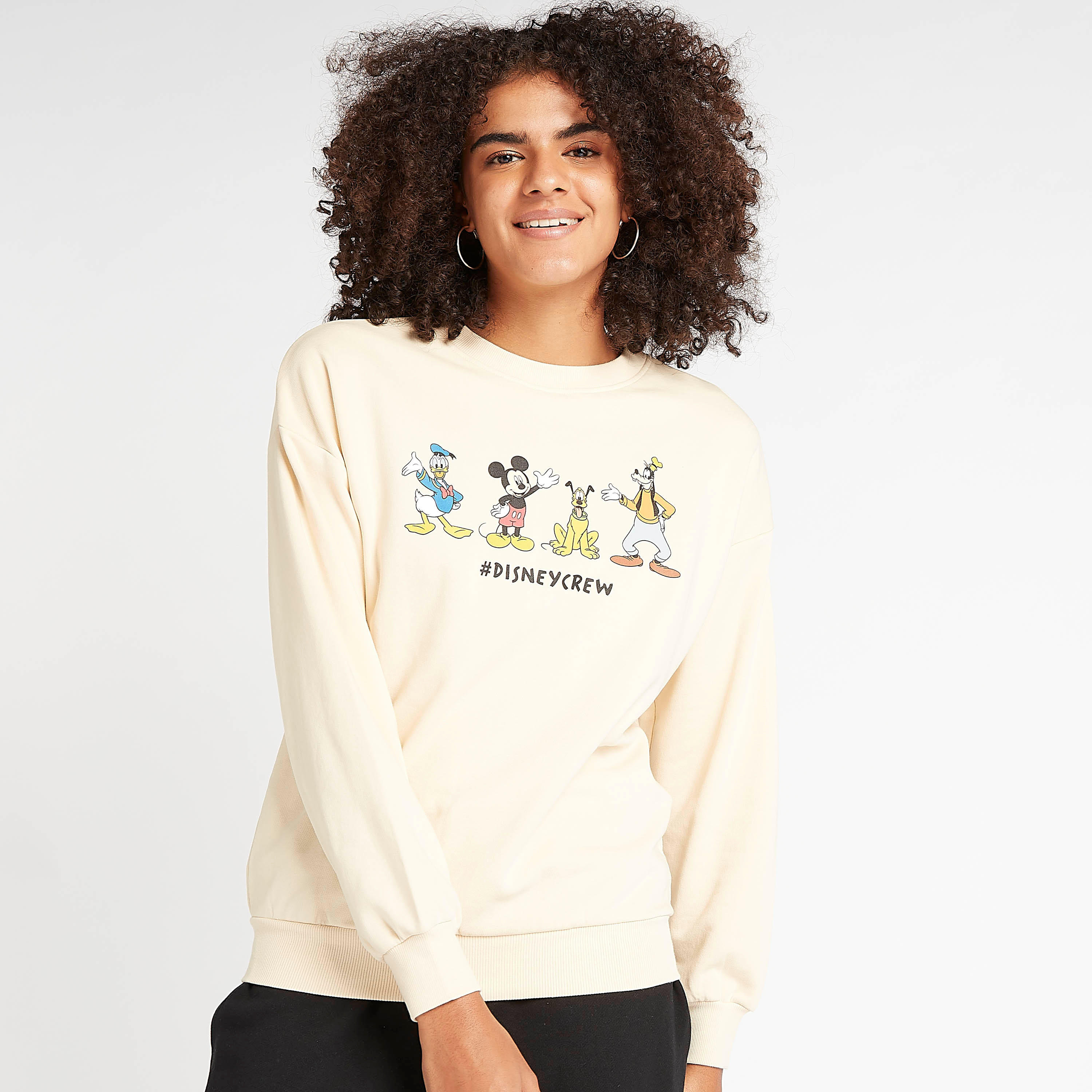 سويت شيرت بأكمام طويلة وياقة ضيّقة وطبعات ديزني-women-winterwear-hoodiesandsweatshirts-sweatshirts-image-1