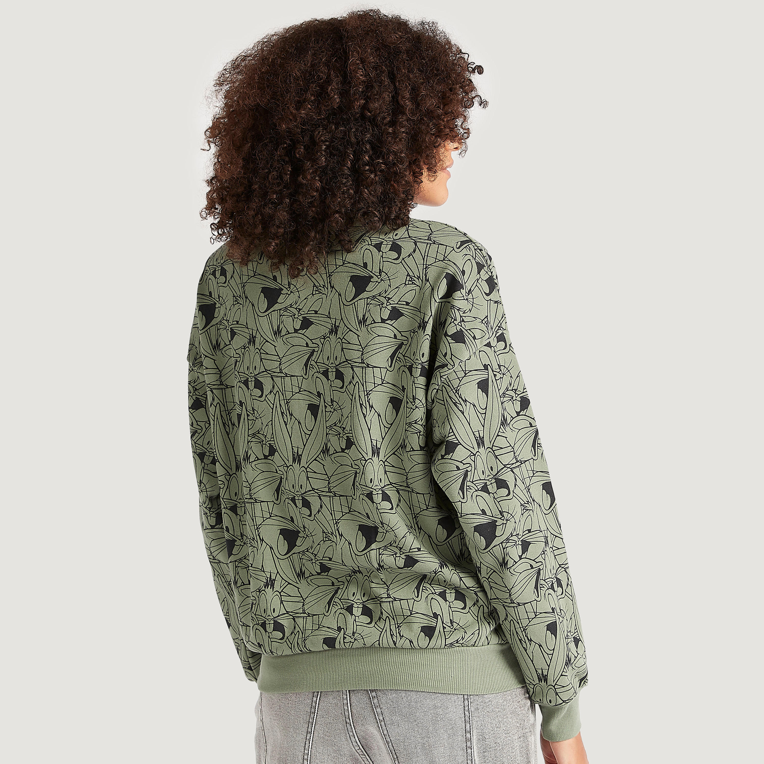 Bugs Bunny Print Crew Neck Sweatshirt with Long Sleeves-women-winterwear-hoodiesandsweatshirts-sweatshirts-image-4