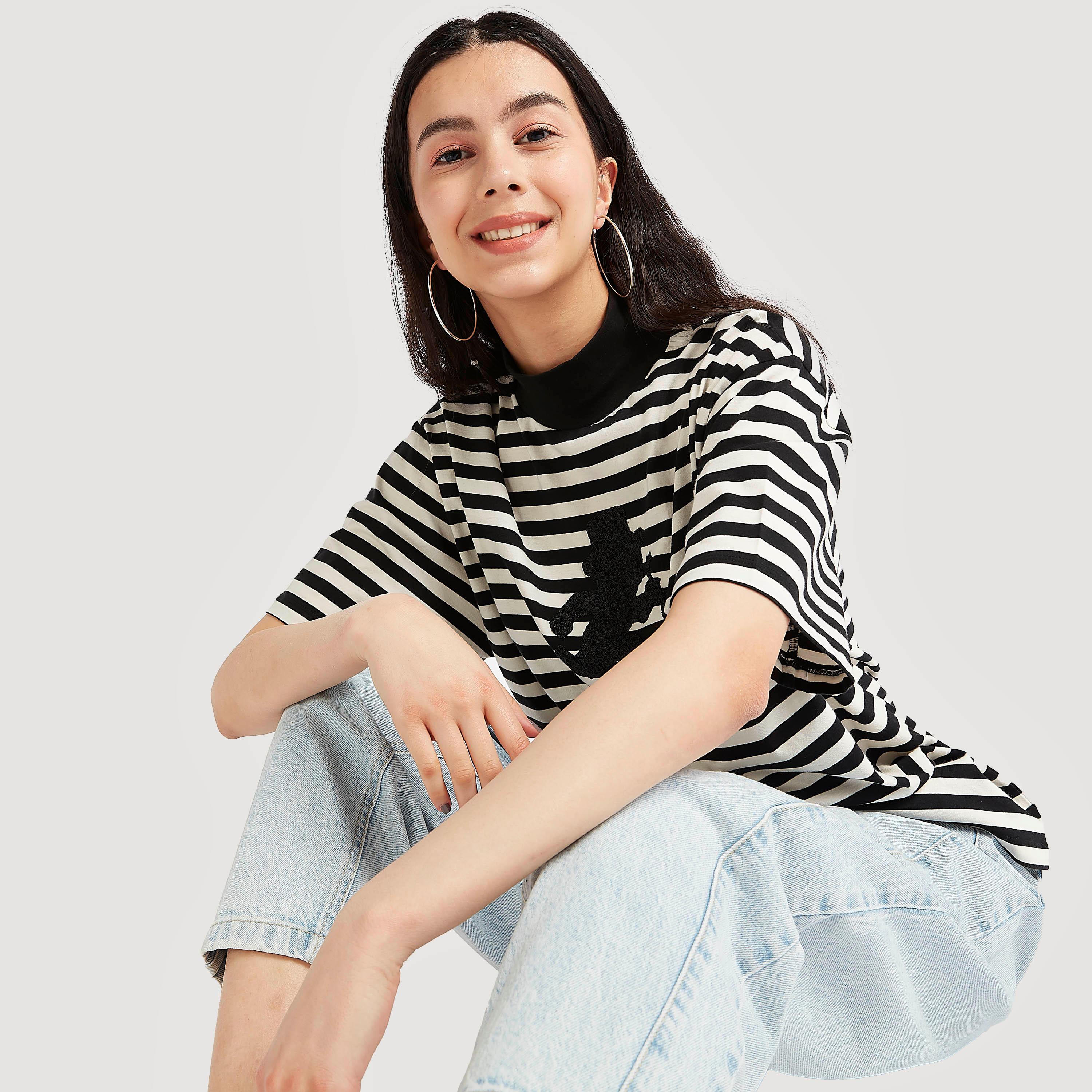 Monopoly Print T-shirt with Short Sleeves and High Neck-women-clothing-tshirts-image-5