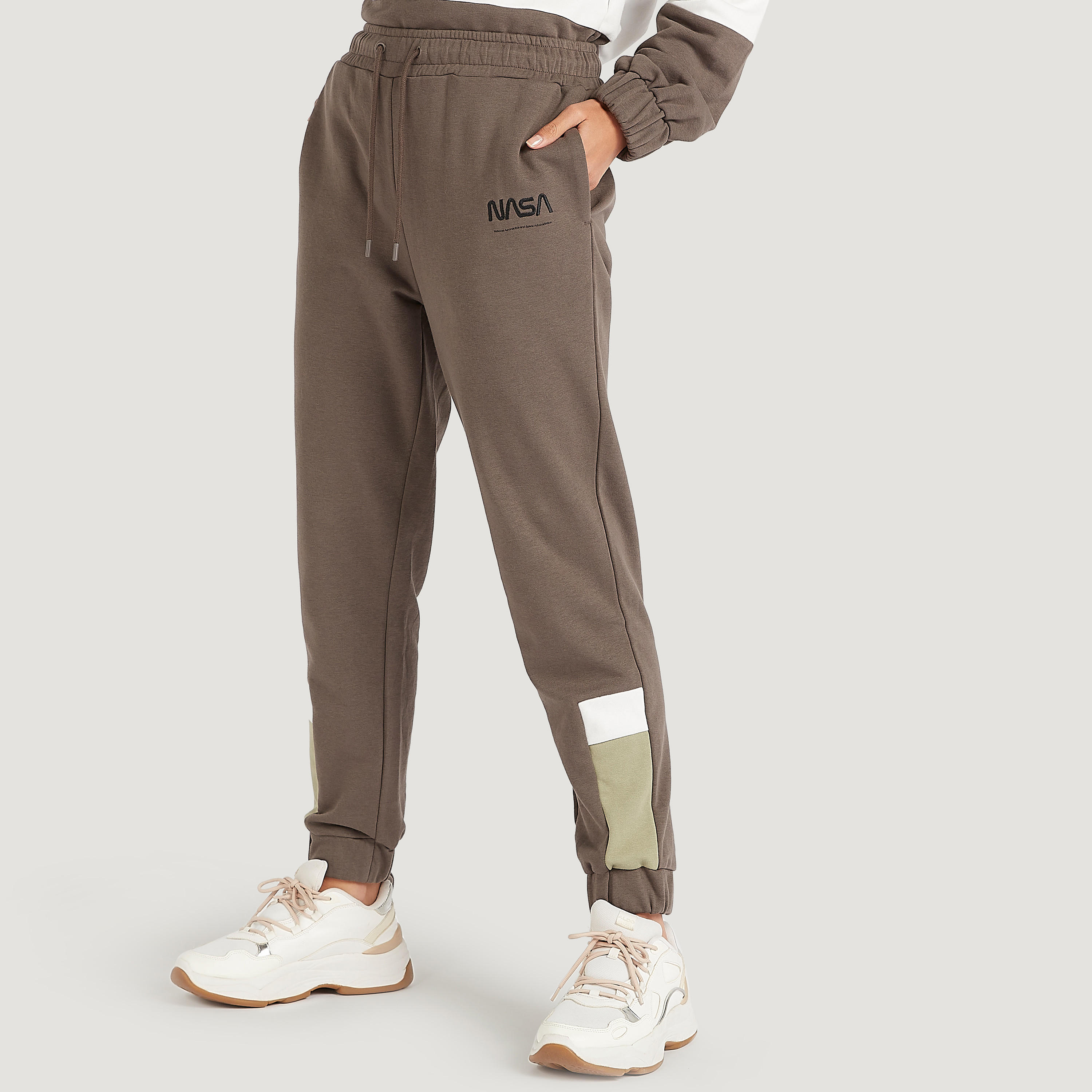 NASA Print Mid-Rise Cuffed Joggers with Drawstring Closure and Pockets-women-clothing-bottoms-joggers-image-1