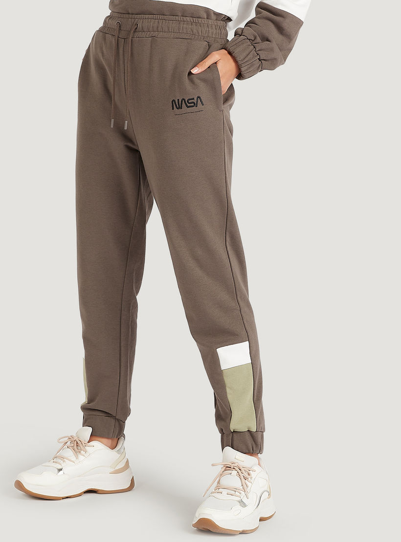 NASA Print Mid-Rise Cuffed Joggers with Drawstring Closure and Pockets-women-clothing-bottoms-joggers-image-1