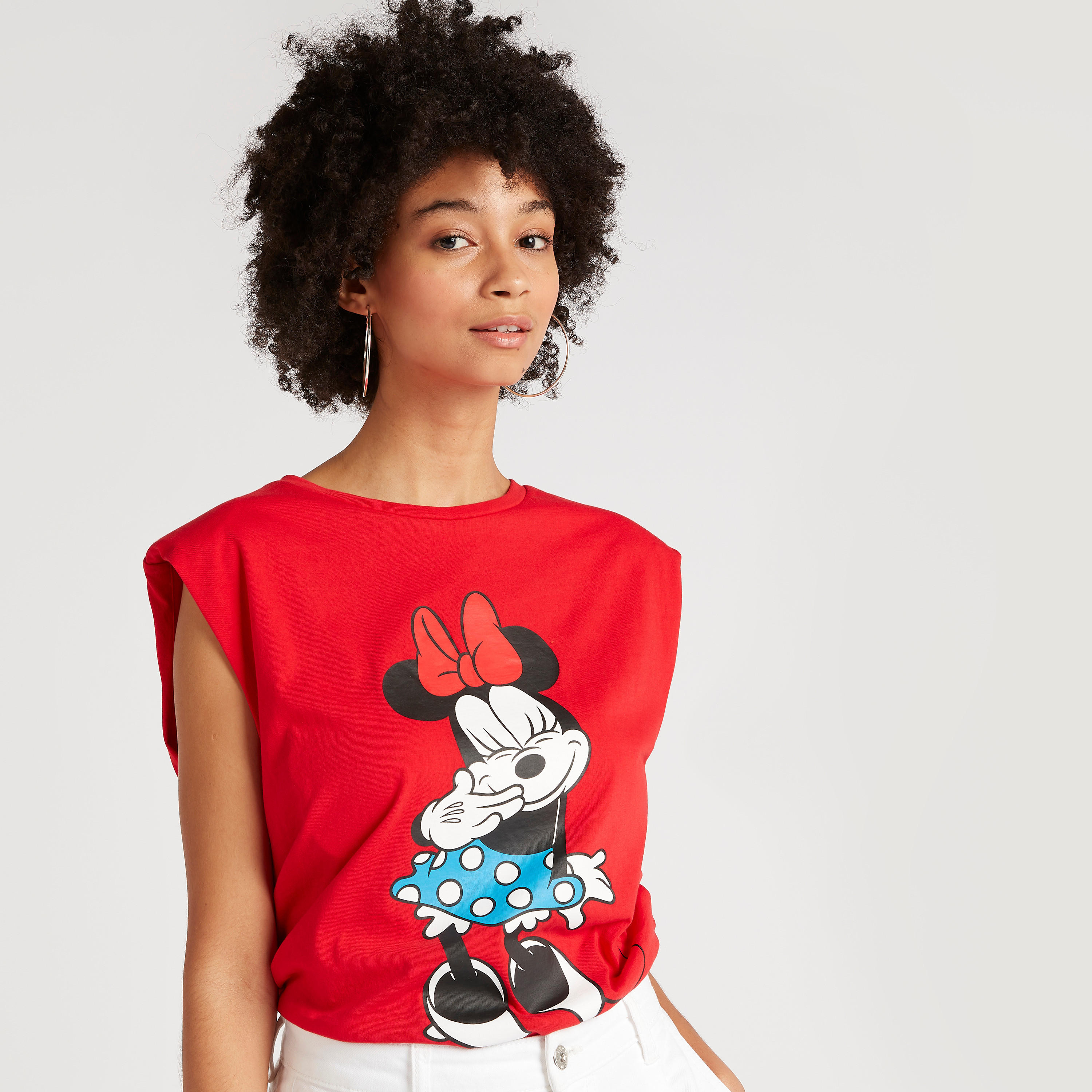 تيشيرت دون أكمام بطبعات ميني ماوس وياقة ضيّقة-women-clothing-tshirts-image-1