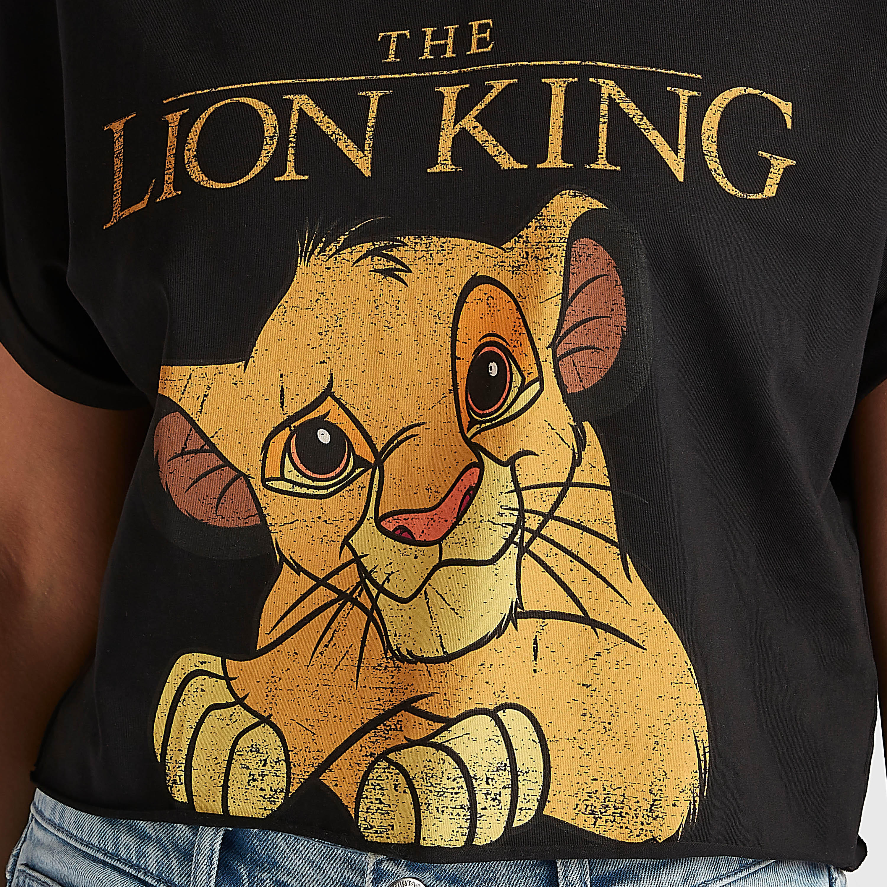 Simba Print Crew Neck T-shirt with Short Sleeves-women-clothing-tshirts-image-3