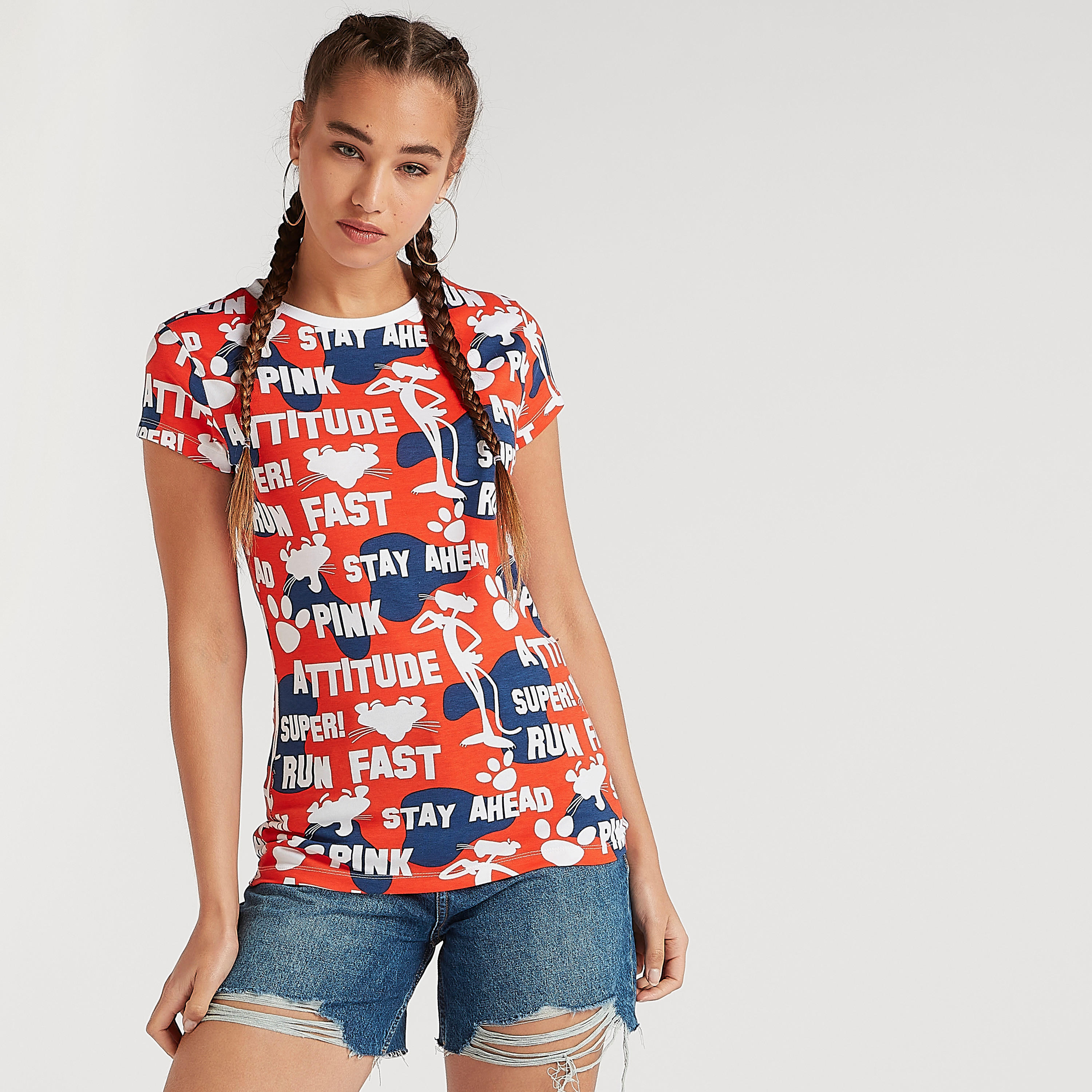 تيشيرت بياقة ضيقة وأكمام كاب وطبعات-women-clothing-tshirts-image-3