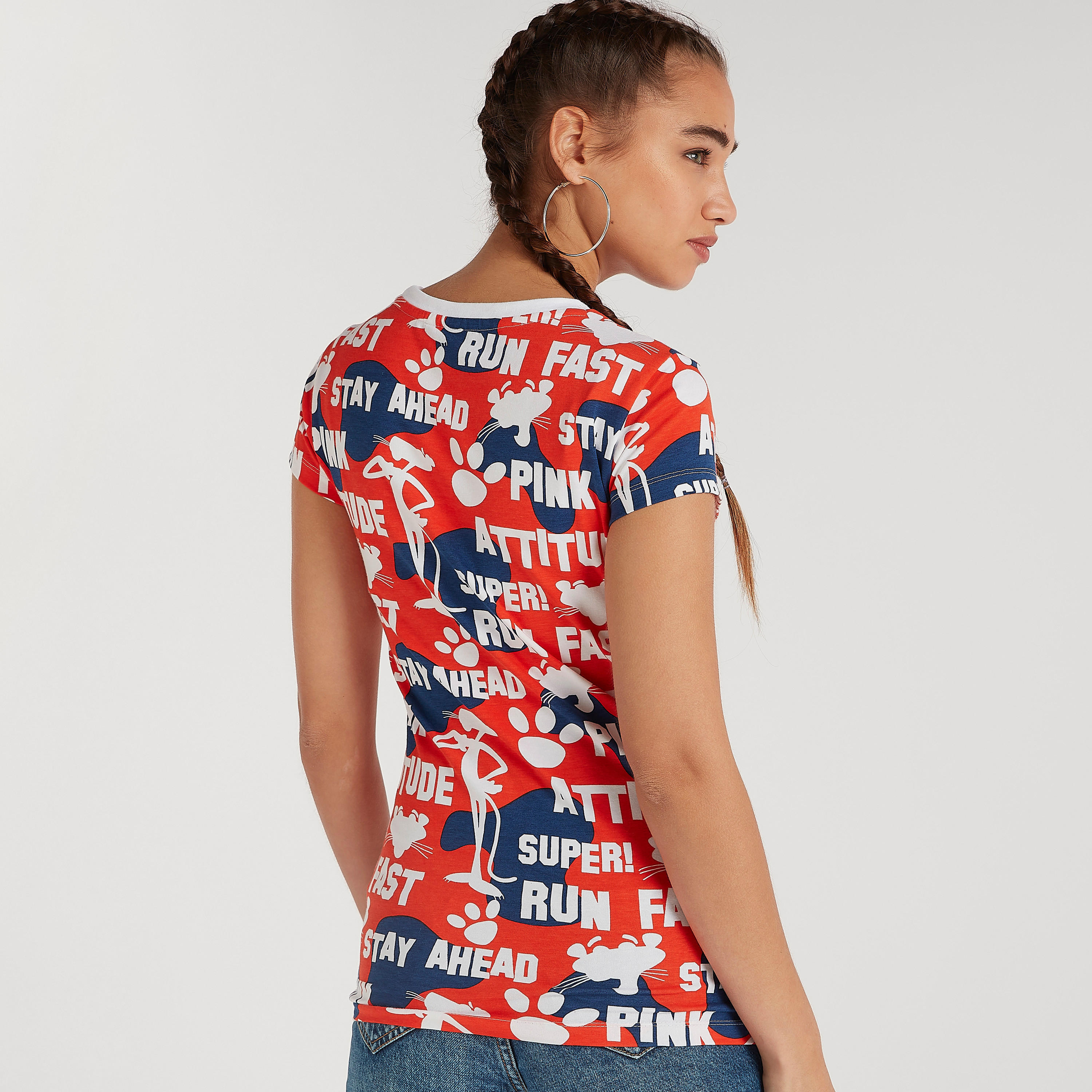 تيشيرت بياقة ضيقة وأكمام كاب وطبعات-women-clothing-tshirts-image-4