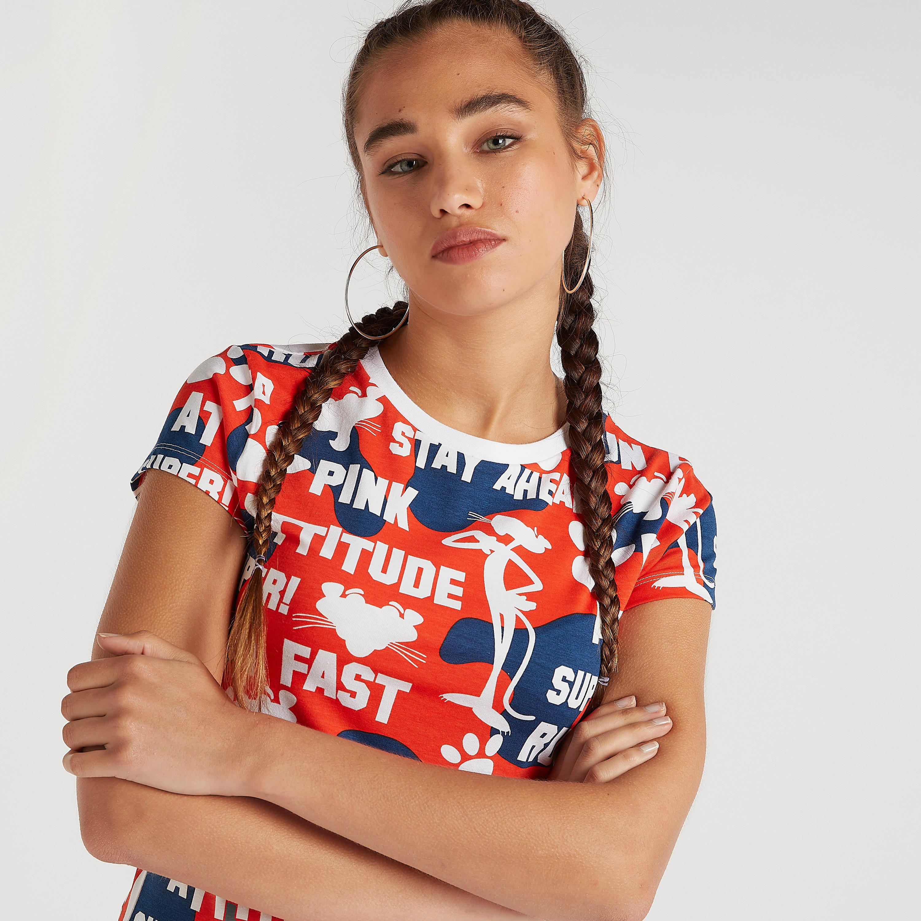 تيشيرت بياقة ضيقة وأكمام كاب وطبعات-women-clothing-tshirts-image-5