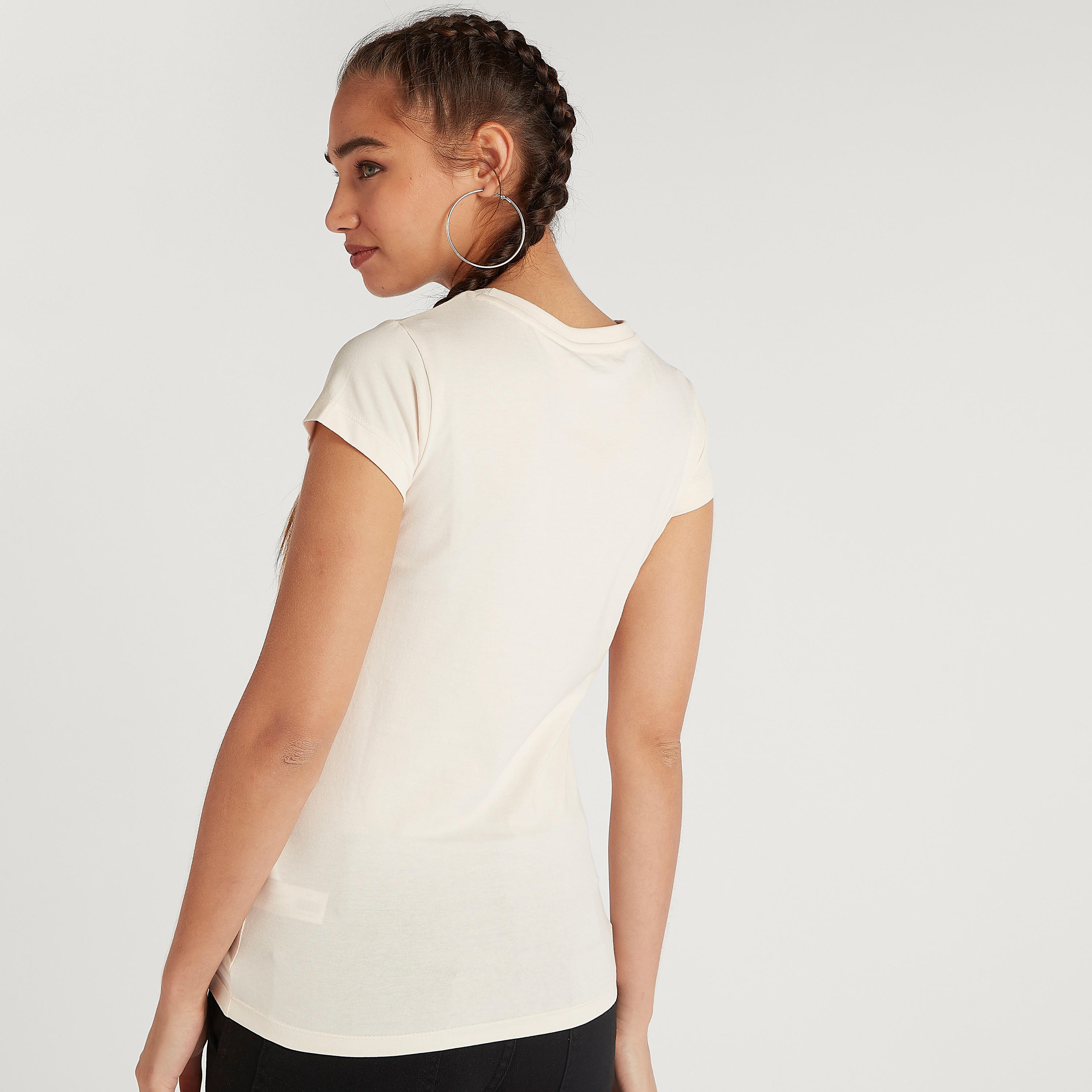 تيشيرت بياقة ضيقة وأكمام كاب وطبعات فلينستون-women-clothing-tshirts-image-4