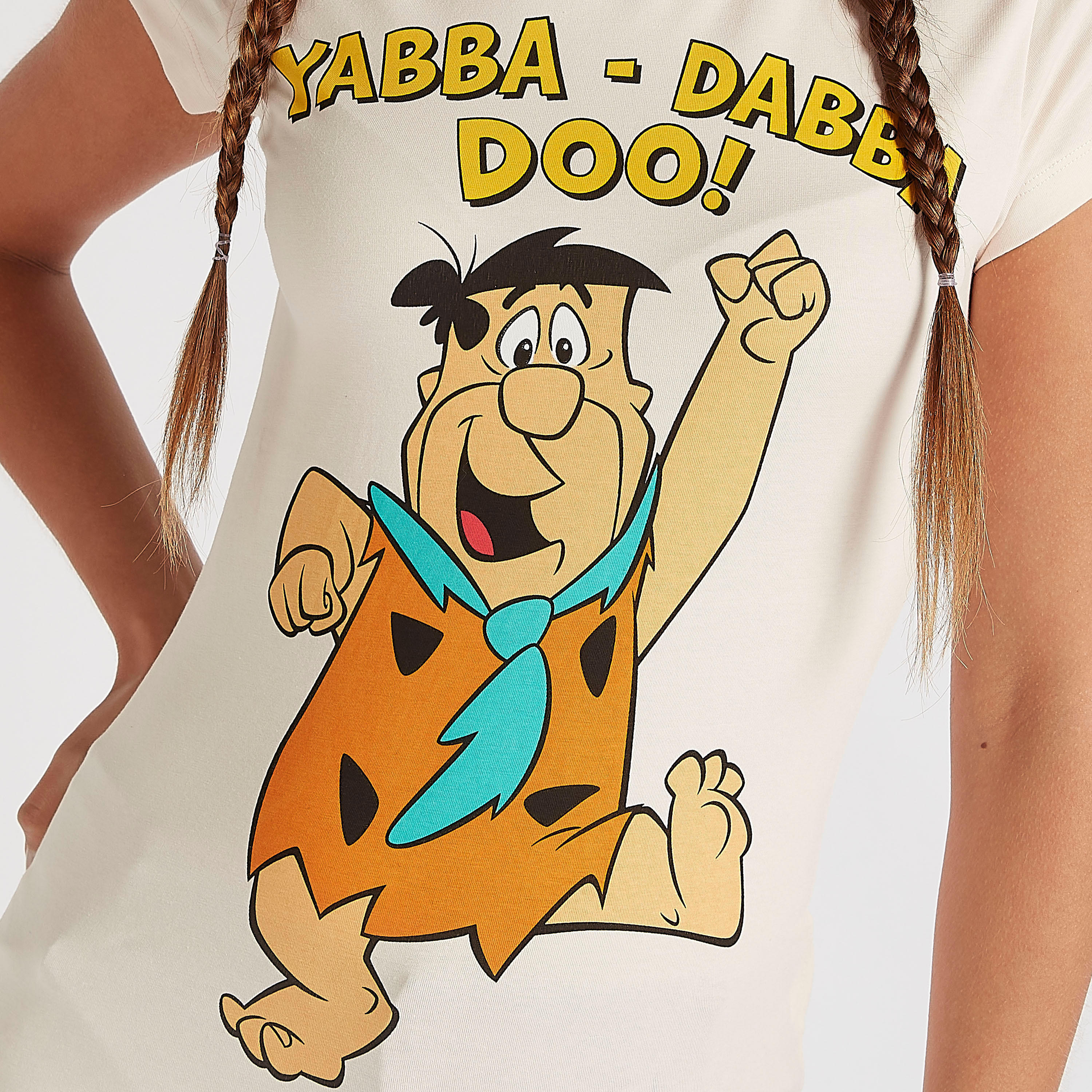 تيشيرت بياقة ضيقة وأكمام كاب وطبعات فلينستون-women-clothing-tshirts-image-5
