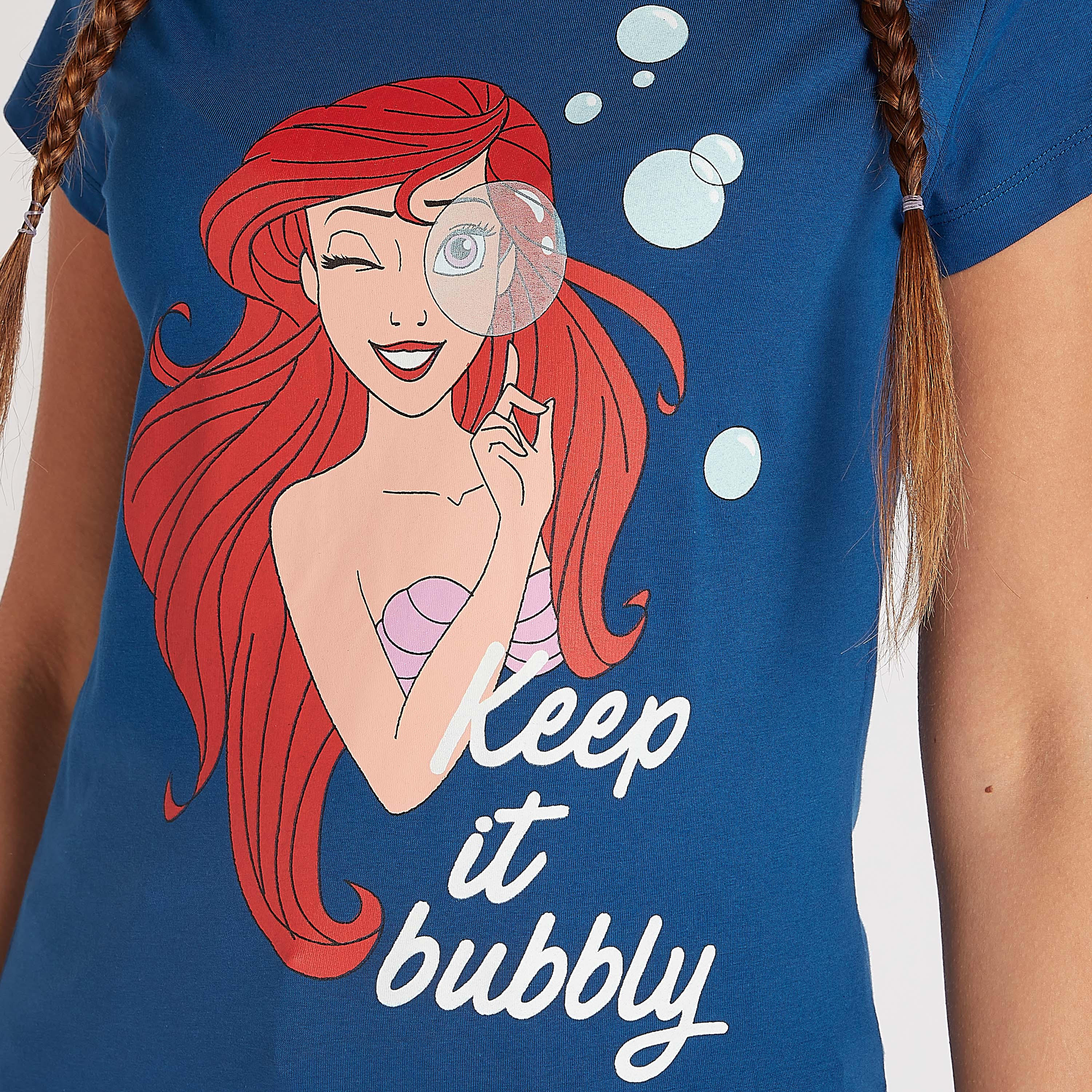 تيشيرت بياقة ضيقة وأكمام كاب وطبعات حورية البحر-women-clothing-tshirts-image-5