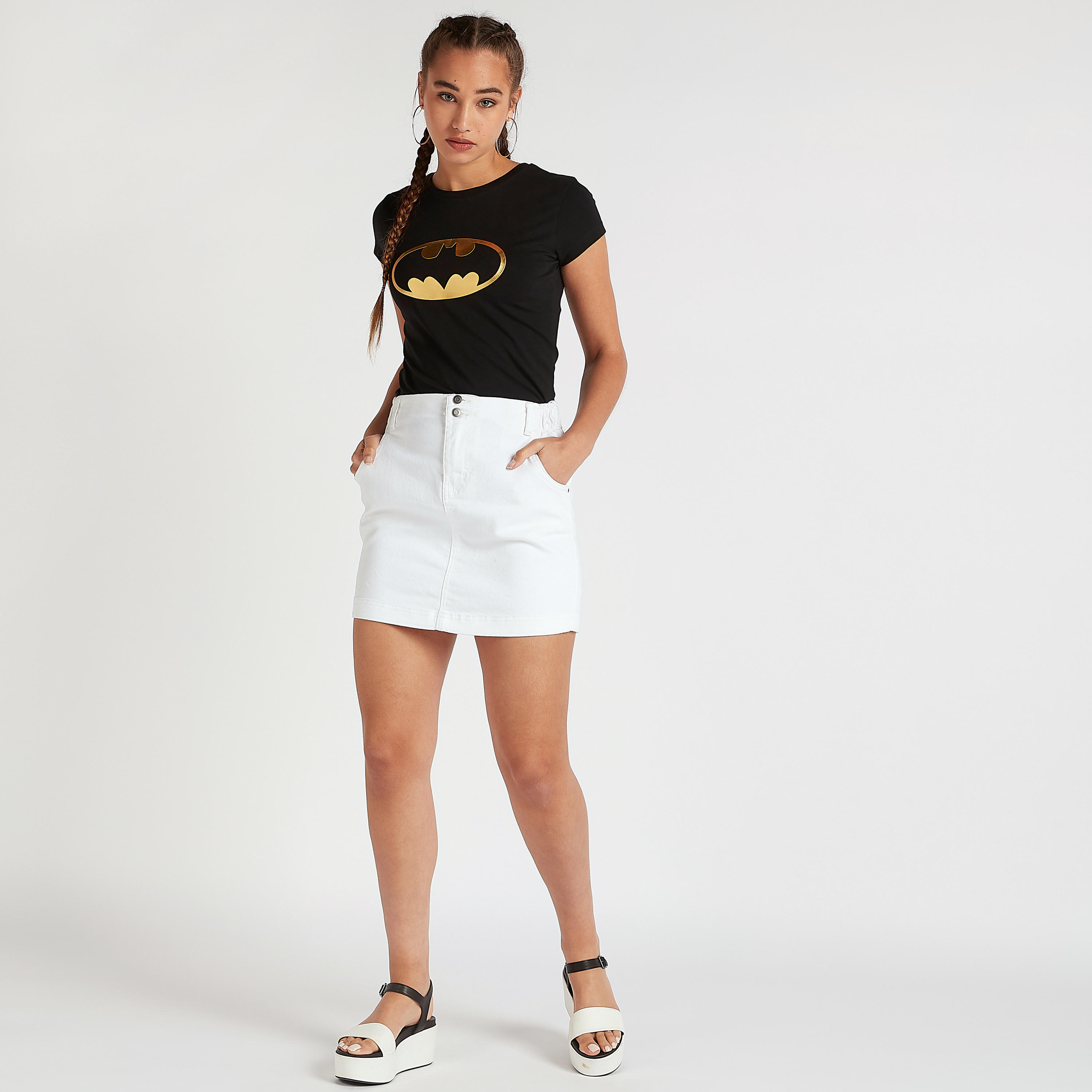 تيشيرت بياقة ضيّقة وأكمام كاب وطبعات باتمان-women-clothing-tshirts-image-2