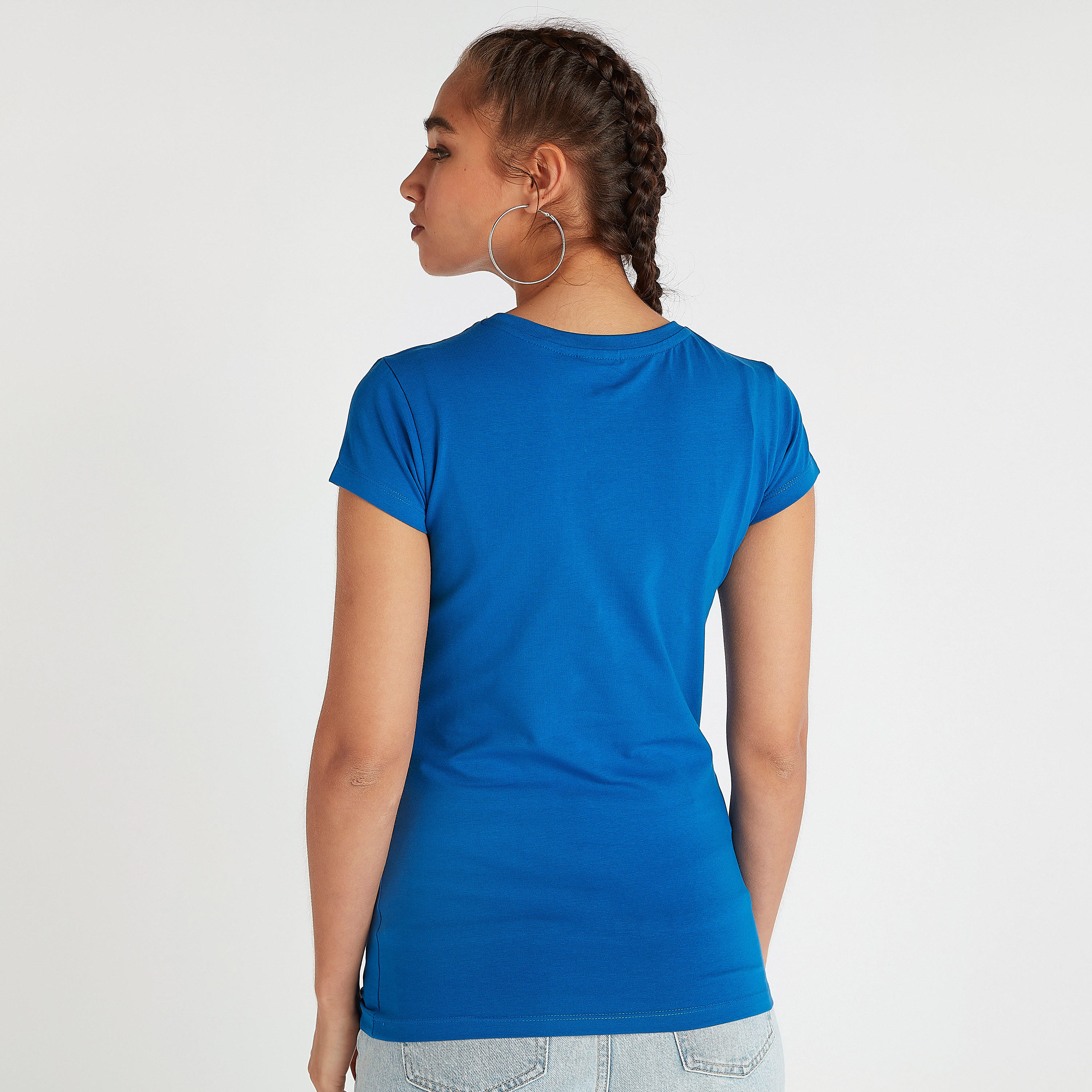 تيشيرت بياقة ضيّقة وأكمام كاب وطبعات سوبر مان-women-clothing-tshirts-image-4