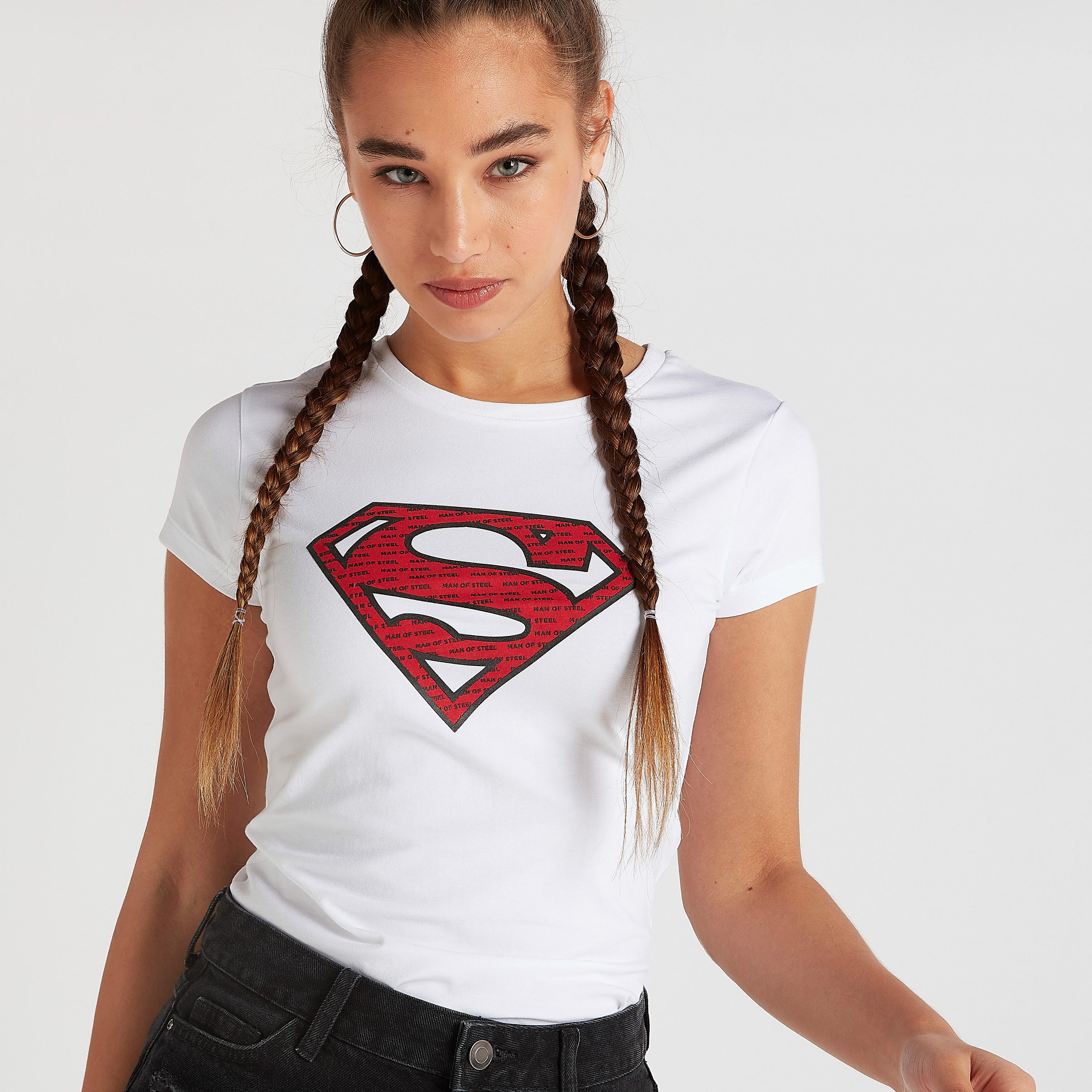 تيشيرت بياقة ضيقة وأكمام كاب وطبعات حورية البحر-women-clothing-tshirts-image-1