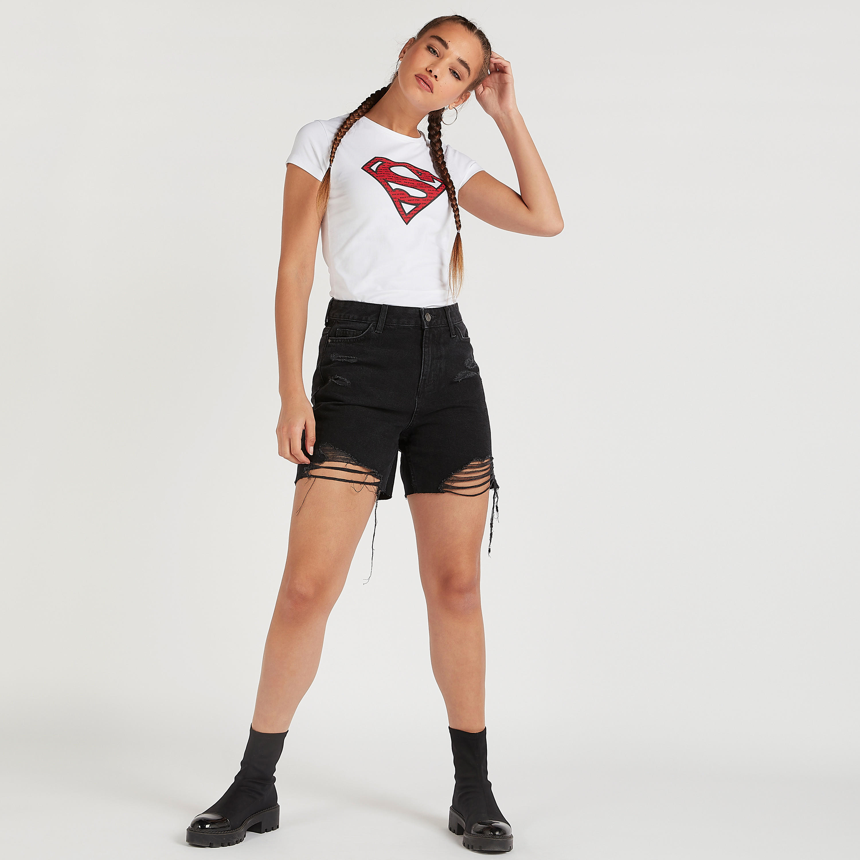 تيشيرت بياقة ضيقة وأكمام كاب وطبعات حورية البحر-women-clothing-tshirts-image-2