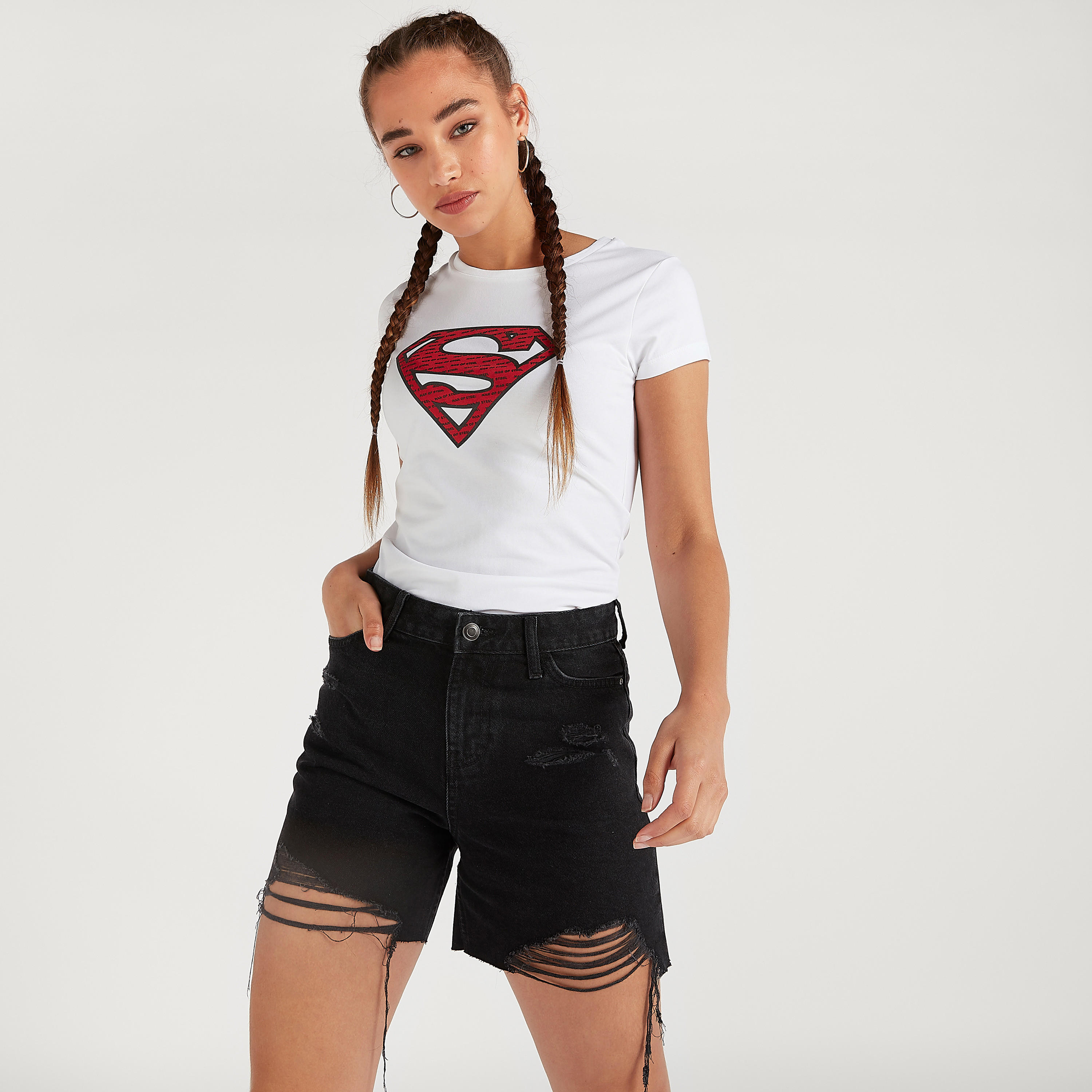 تيشيرت بياقة ضيقة وأكمام كاب وطبعات حورية البحر-women-clothing-tshirts-image-3