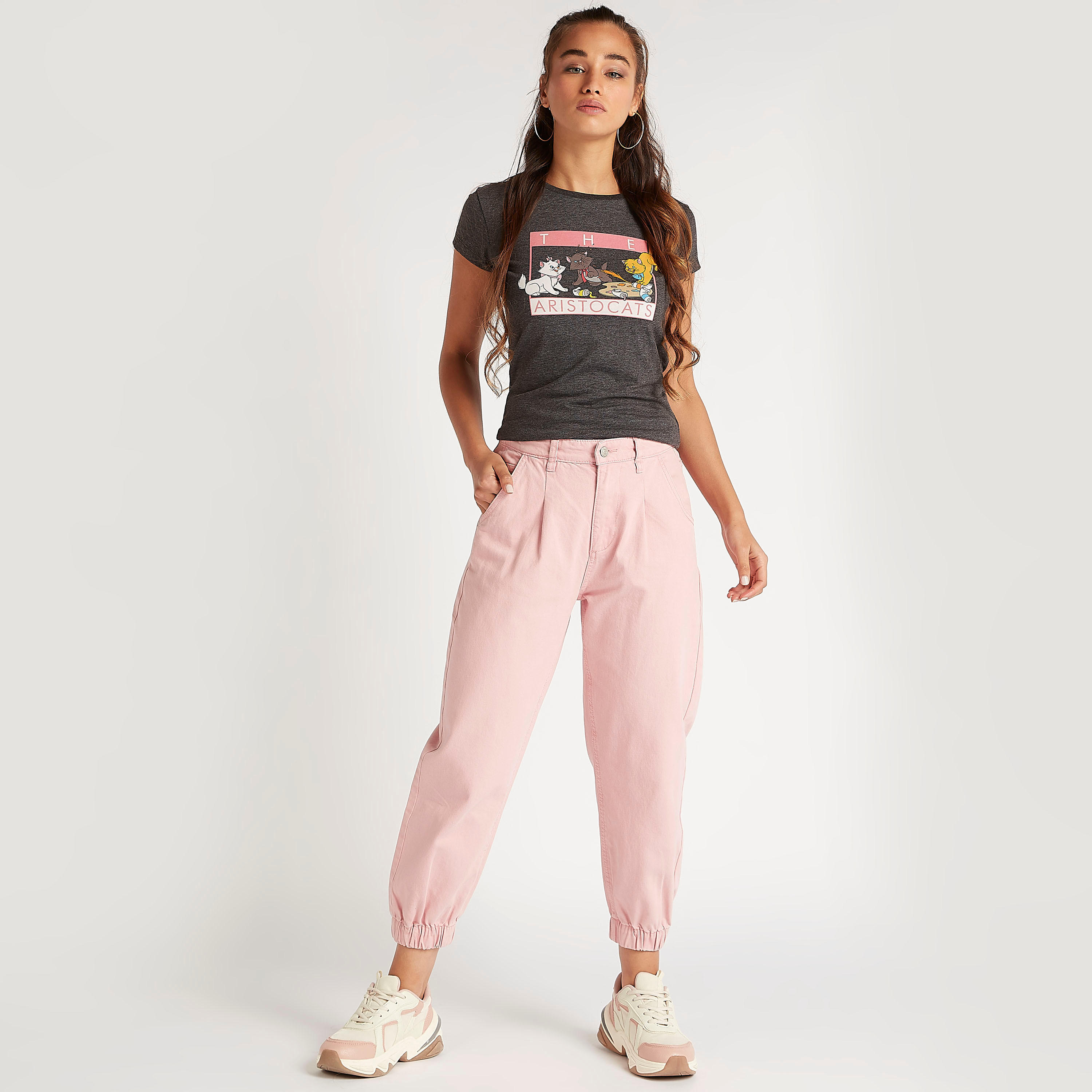 تيشيرت بياقة ضيّقة وأكمام كاب وطَبعات-women-clothing-tshirts-image-2