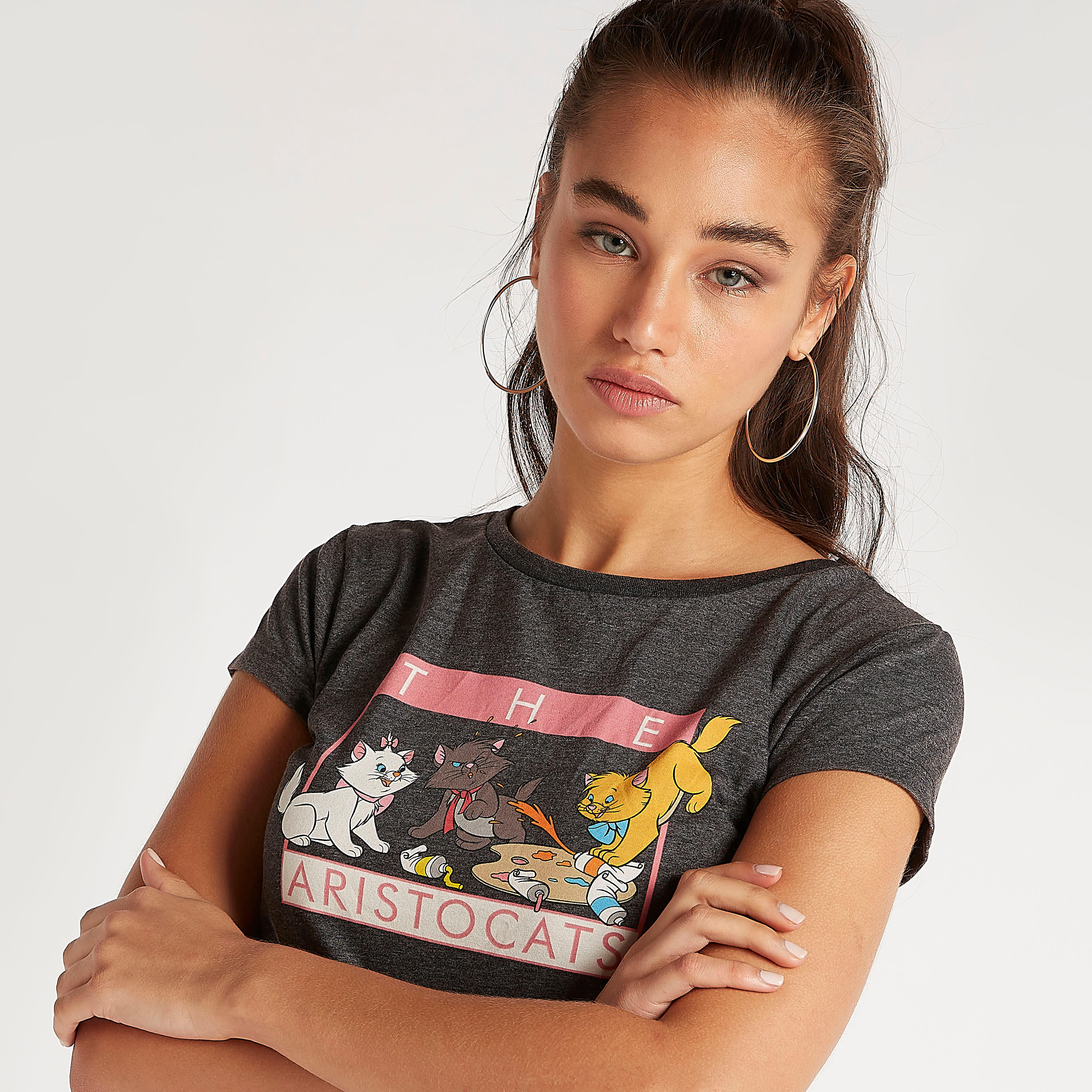 تيشيرت بياقة ضيّقة وأكمام كاب وطَبعات-women-clothing-tshirts-image-3