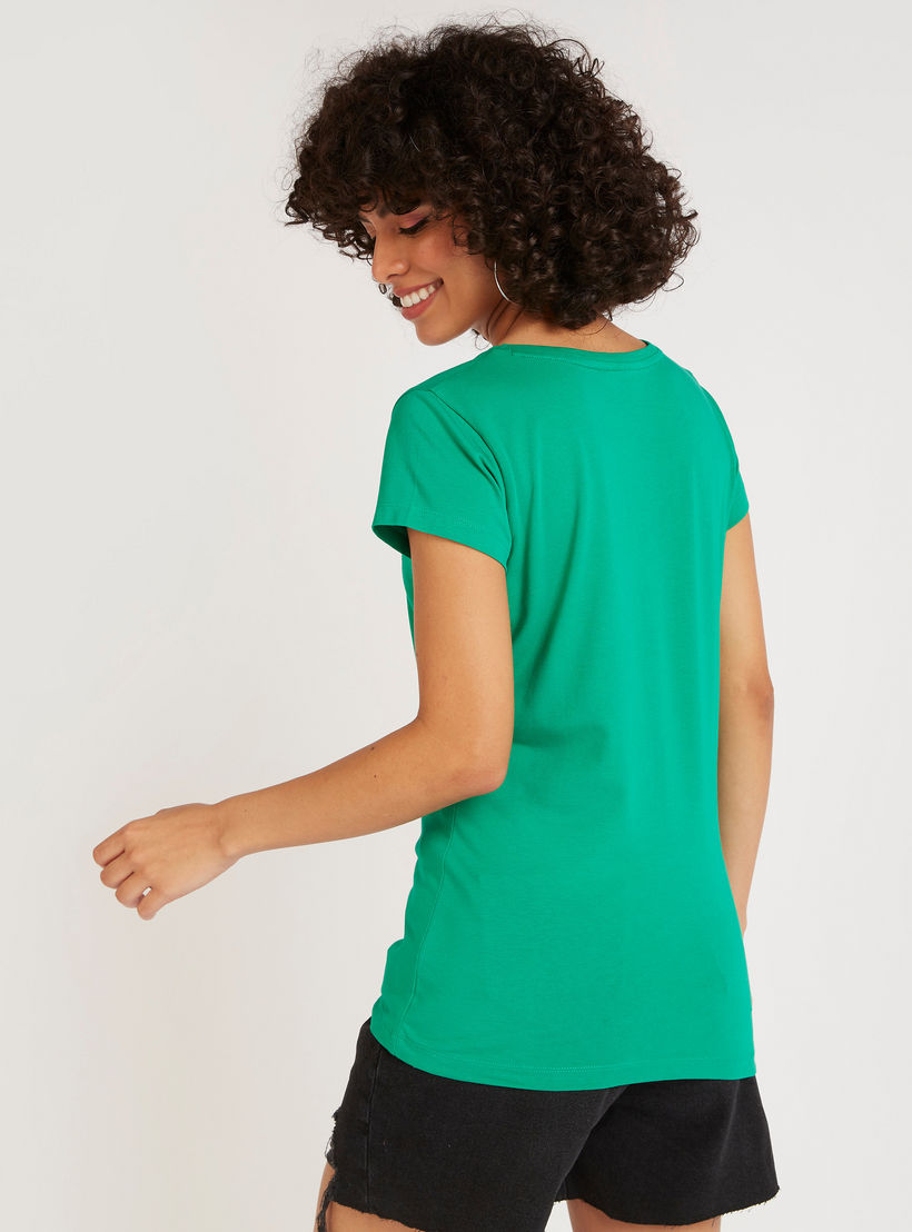 Tasmanian Devil Print T-shirt with Cap Sleeves-women-clothing-tshirts-image-4