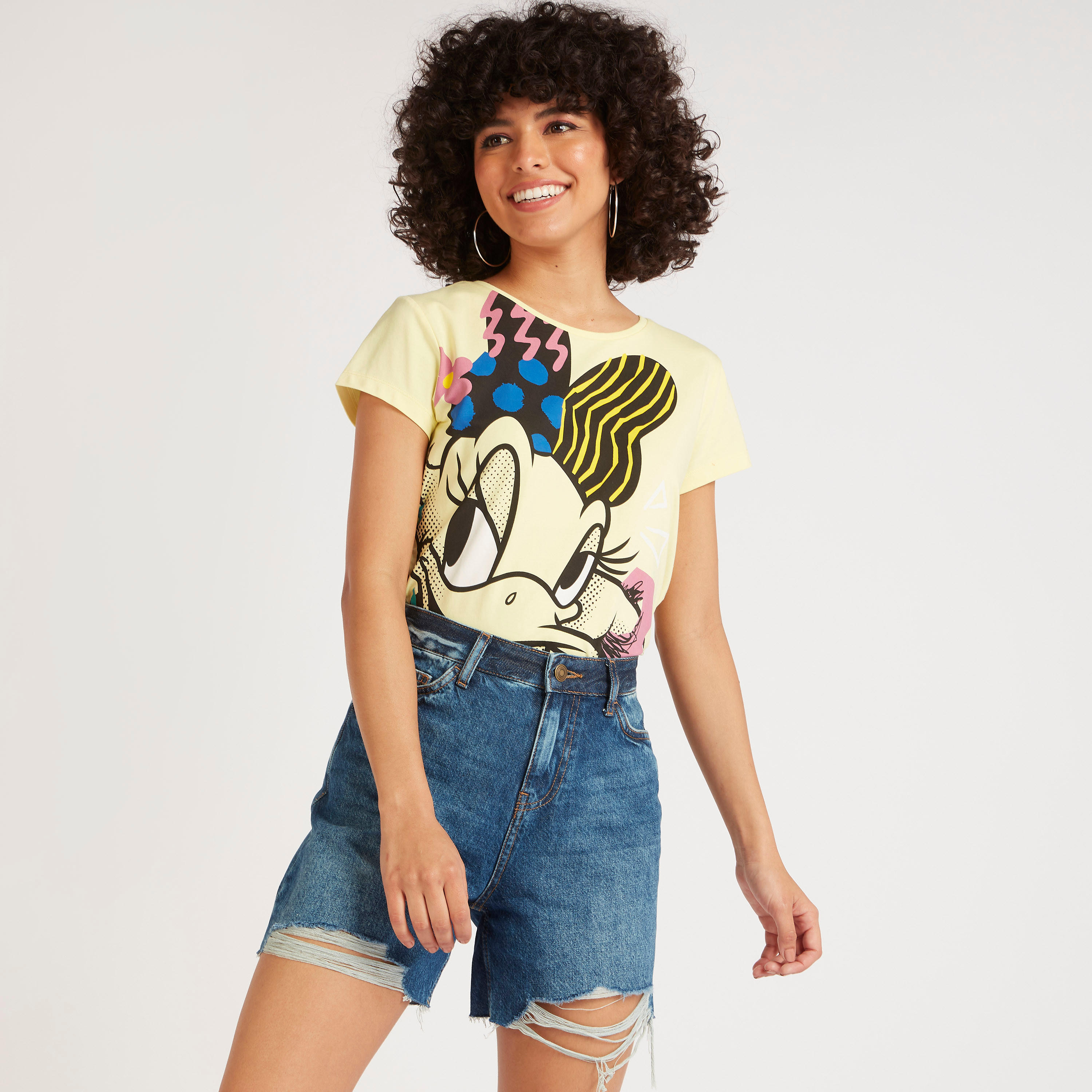 تيشيرت بياقة ضيّقة وأكمام كاب وطَبعات-women-clothing-tshirts-image-1