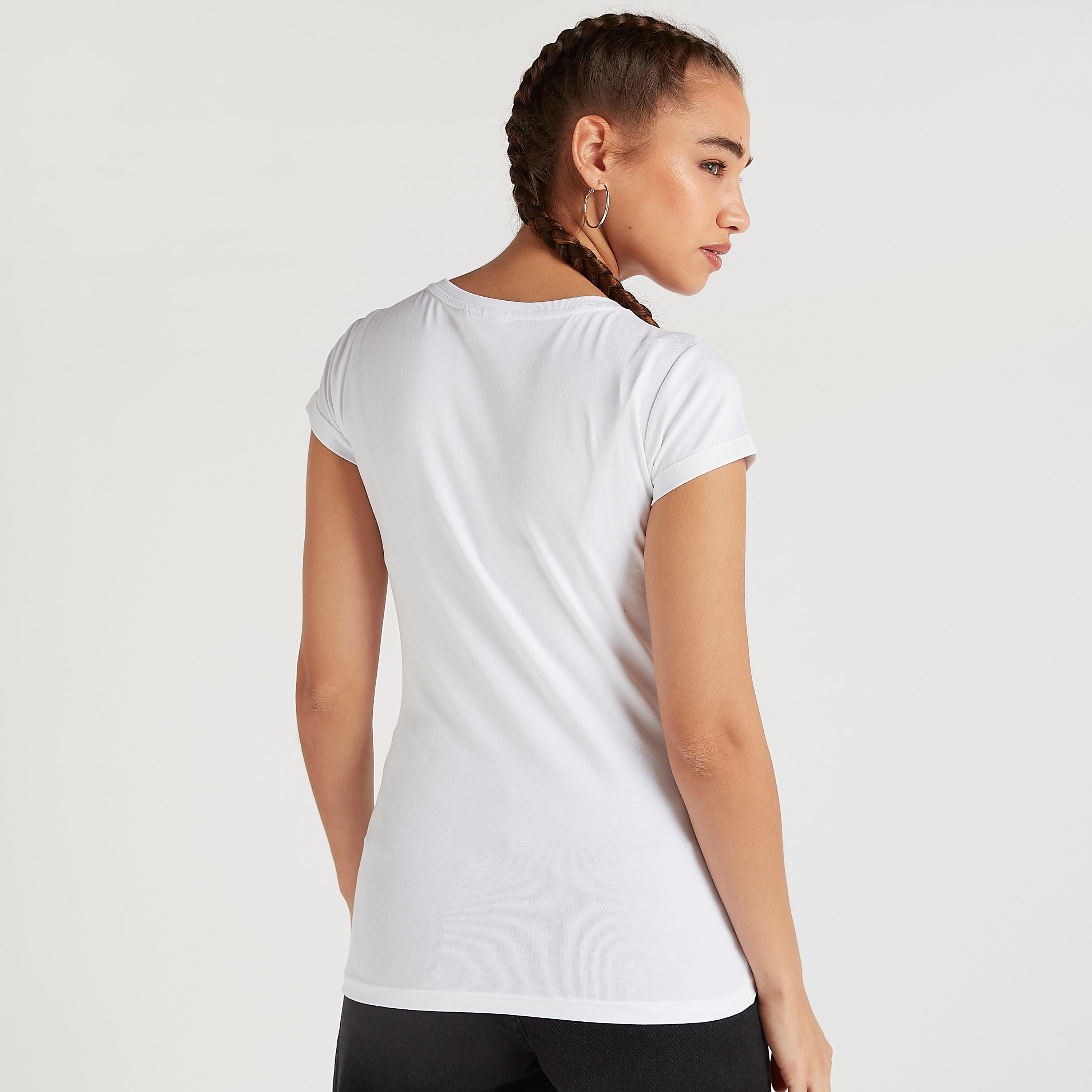 تيشيرت بياقة ضيقة وأكمام كاب وطبعات برينسيس من ديزني-women-clothing-tshirts-image-4