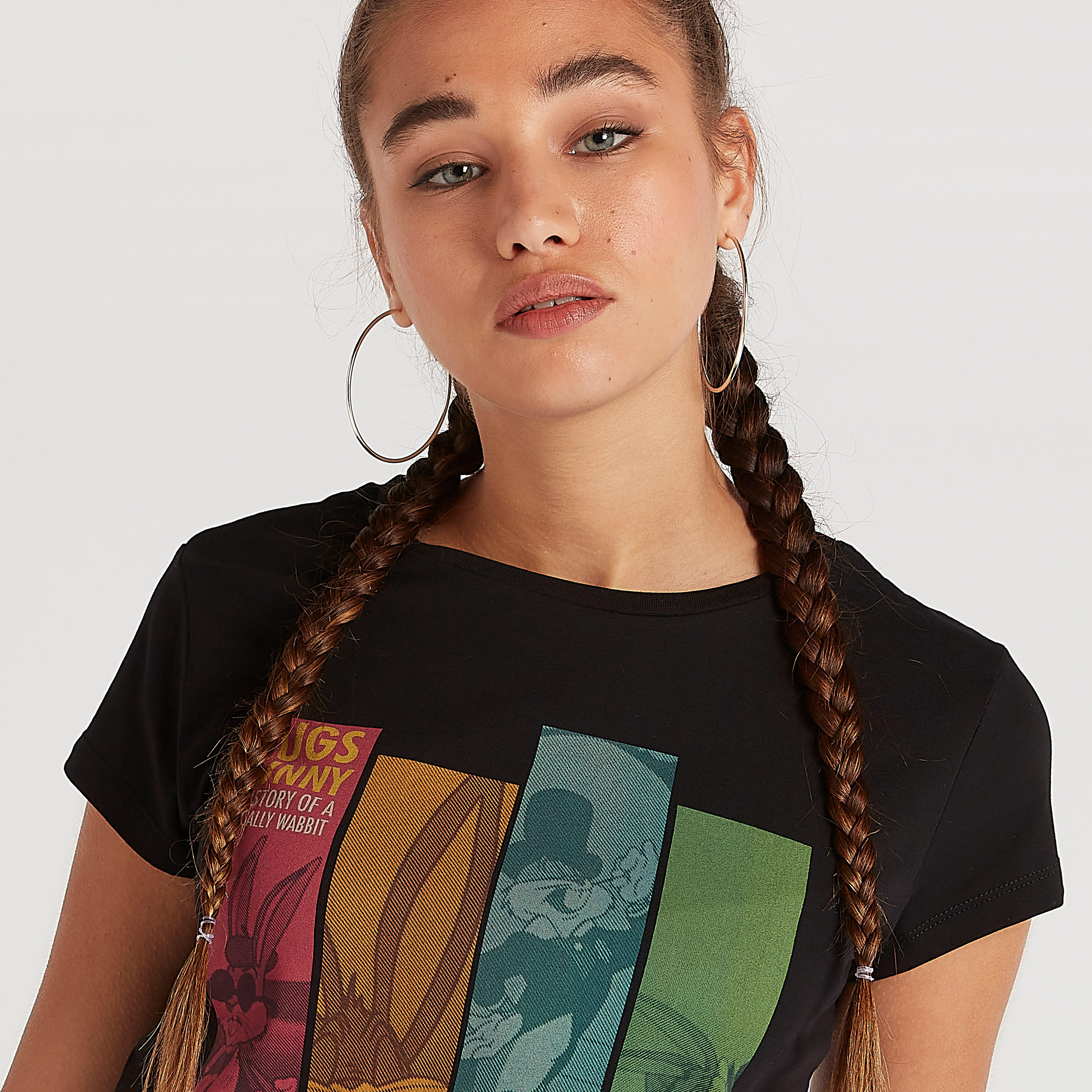 Graphic Print T-shirt with Crew Neck and Cap Sleeves-women-clothing-tshirts-image-5