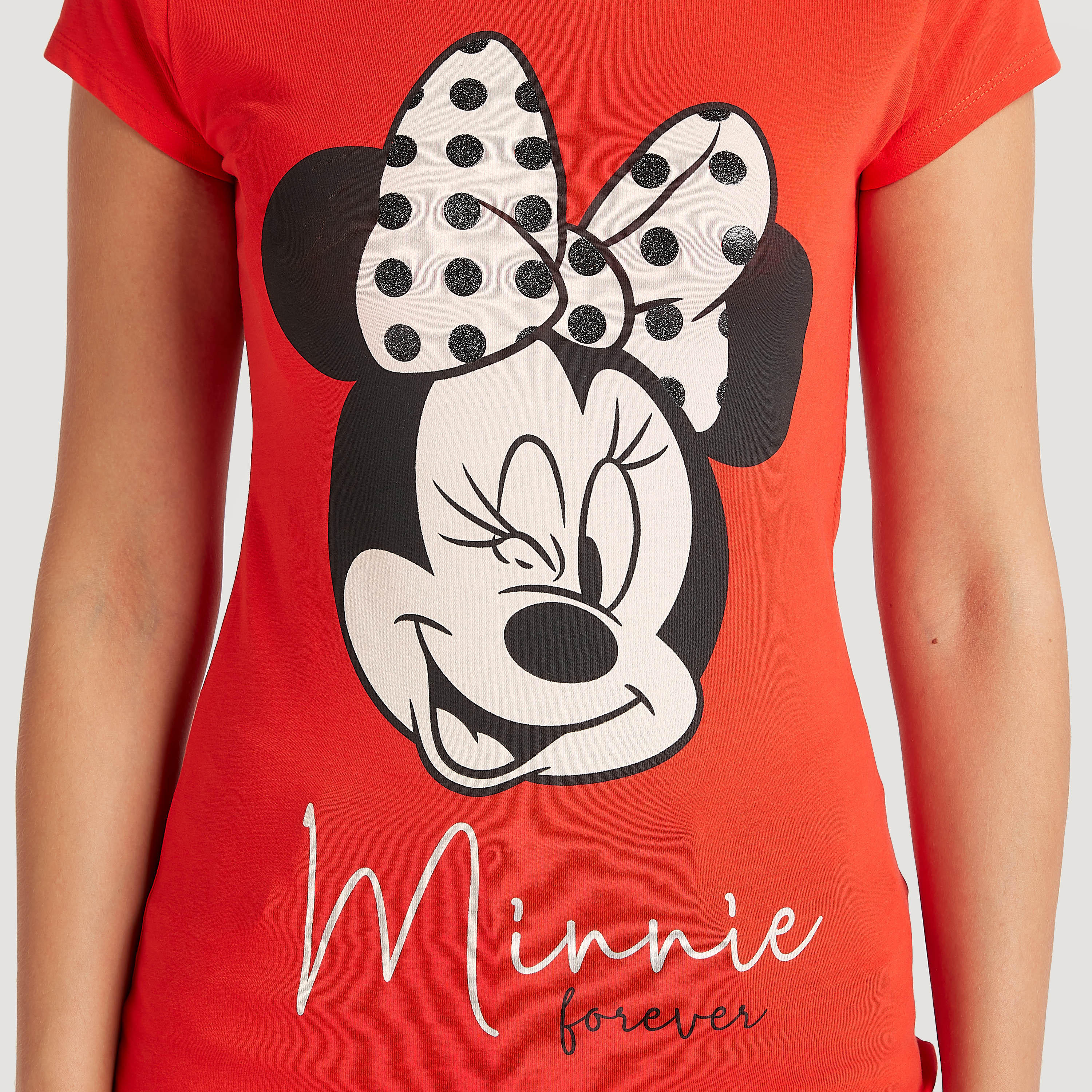 تيشيرت بياقة مستديرة وأكمام كاب وطبعات ميني ماوس-women-clothing-tshirts-image-3