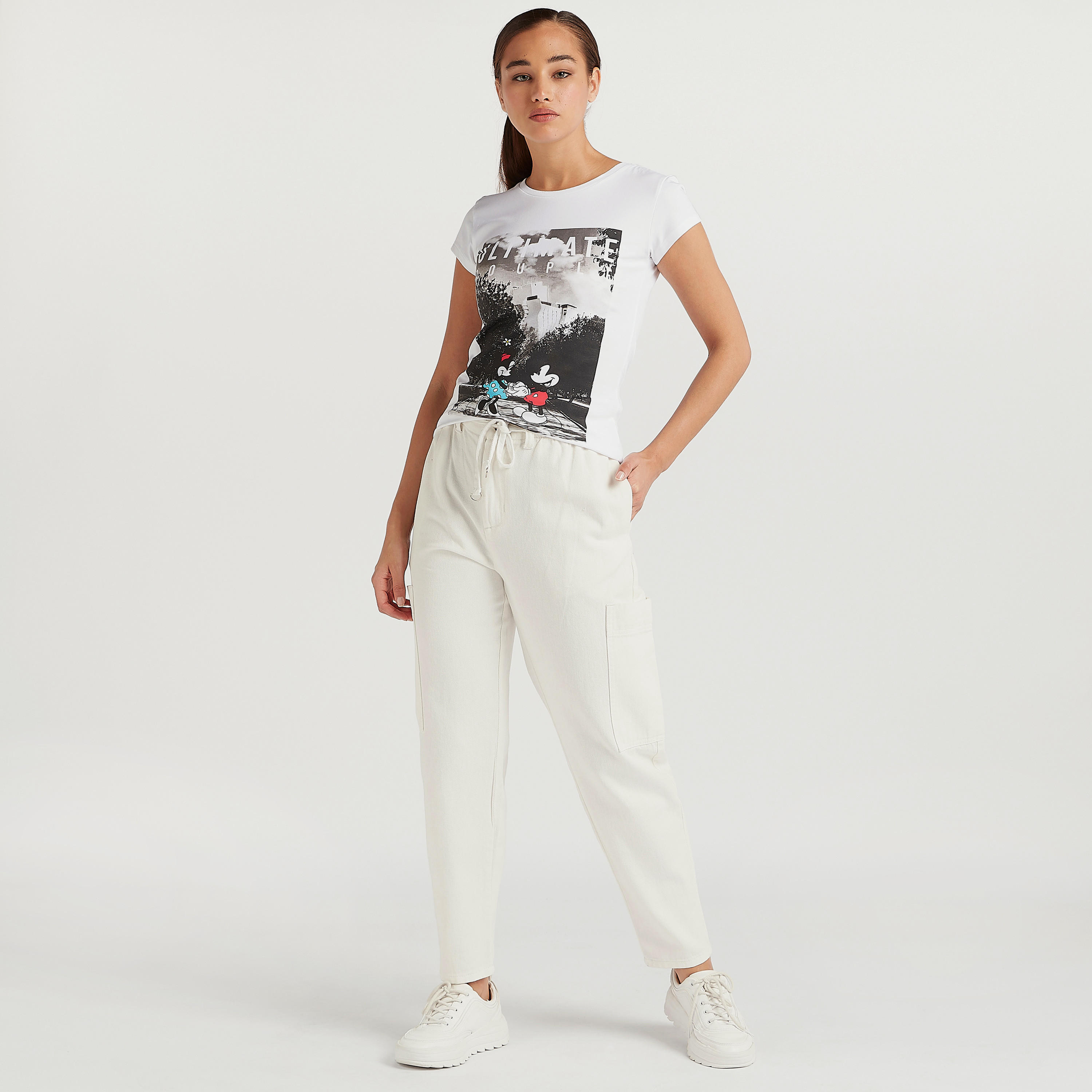 تيشيرت بأكمام كاب وطبعات ميكي وميني ماوس-women-clothing-tshirts-image-2