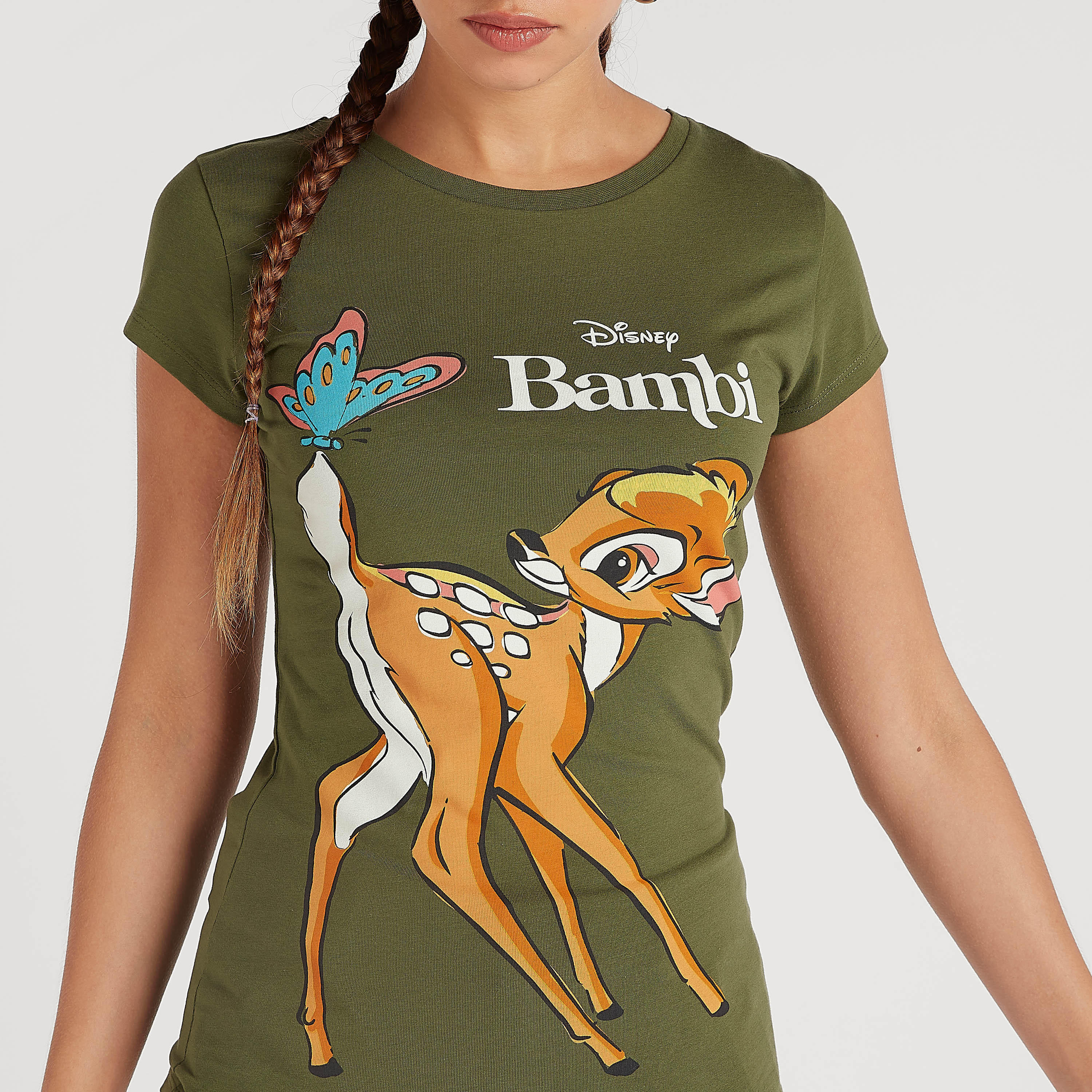 تيشيرت بياقة ضيّقة وأكمام كاب وطبعات بامبي-women-clothing-tshirts-image-5