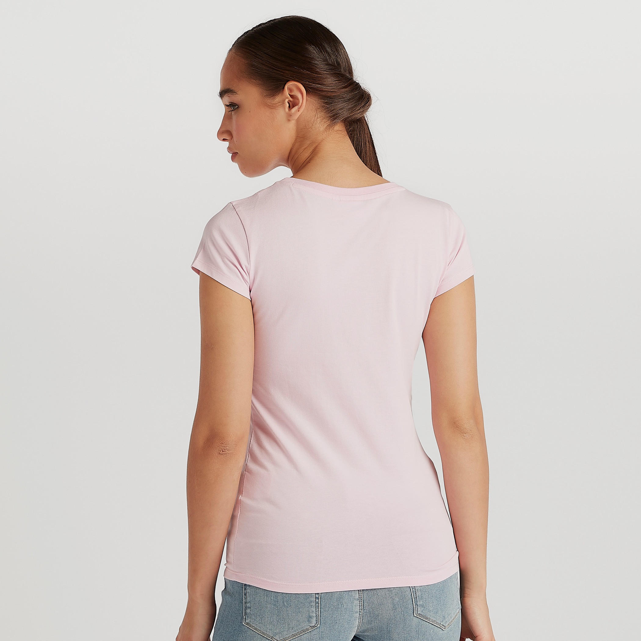 Minnie Mouse Print Crew Neck T-shirt with Cap Sleeves-women-clothing-tshirts-image-4