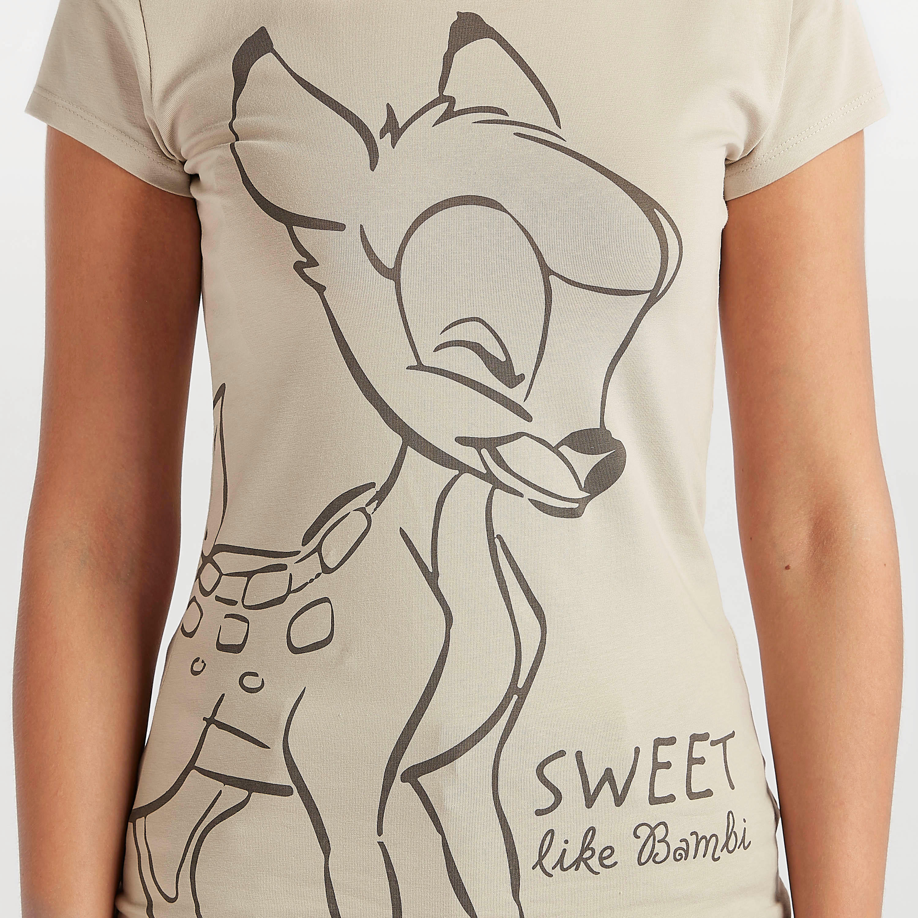 تيشيرت بياقة مستديرة وأكمام كاب وطبعات بامبي-women-clothing-tshirts-image-2