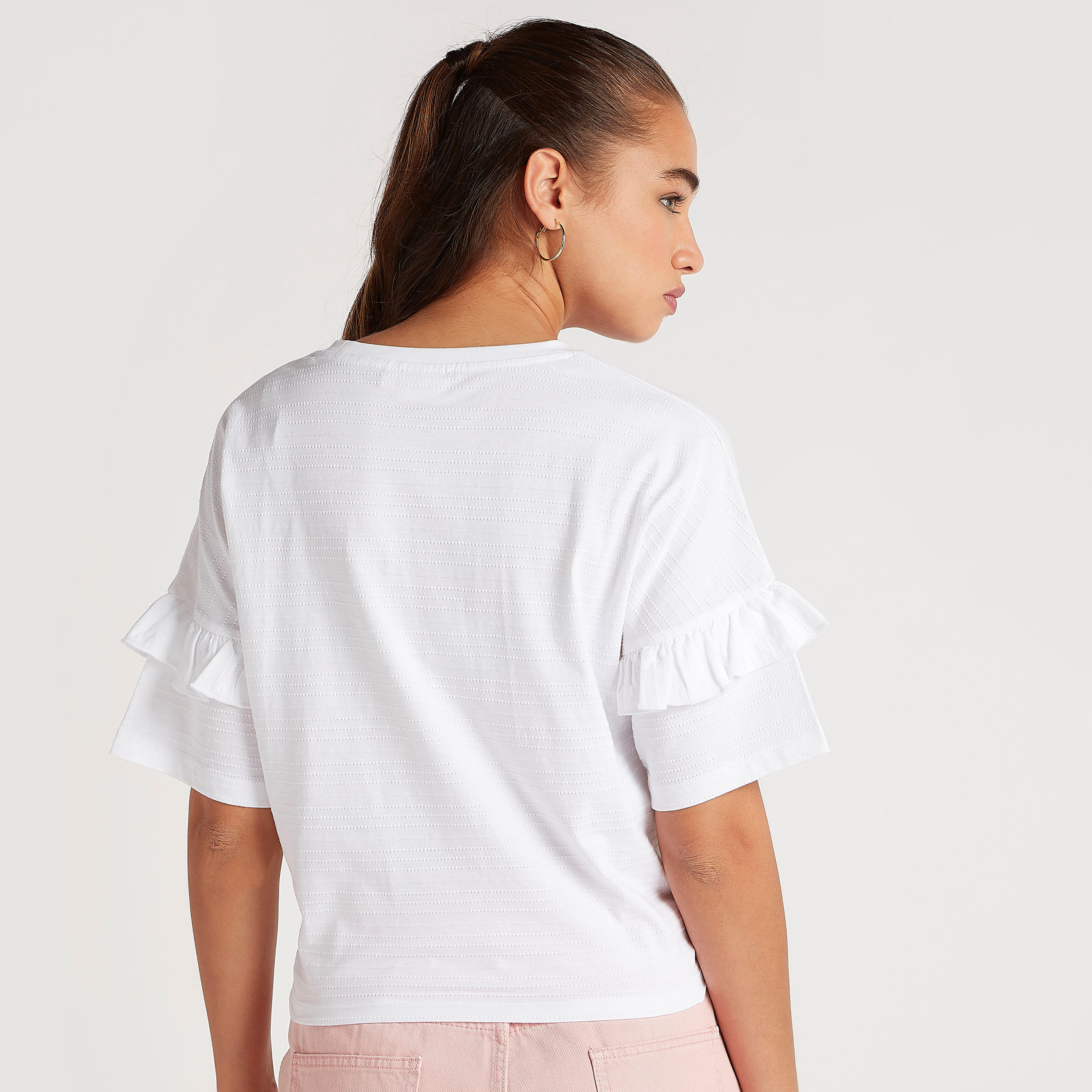 تيشيرت قصير بأكمام قصيرة وأربطة وطبعات ماري-women-clothing-tshirts-image-4