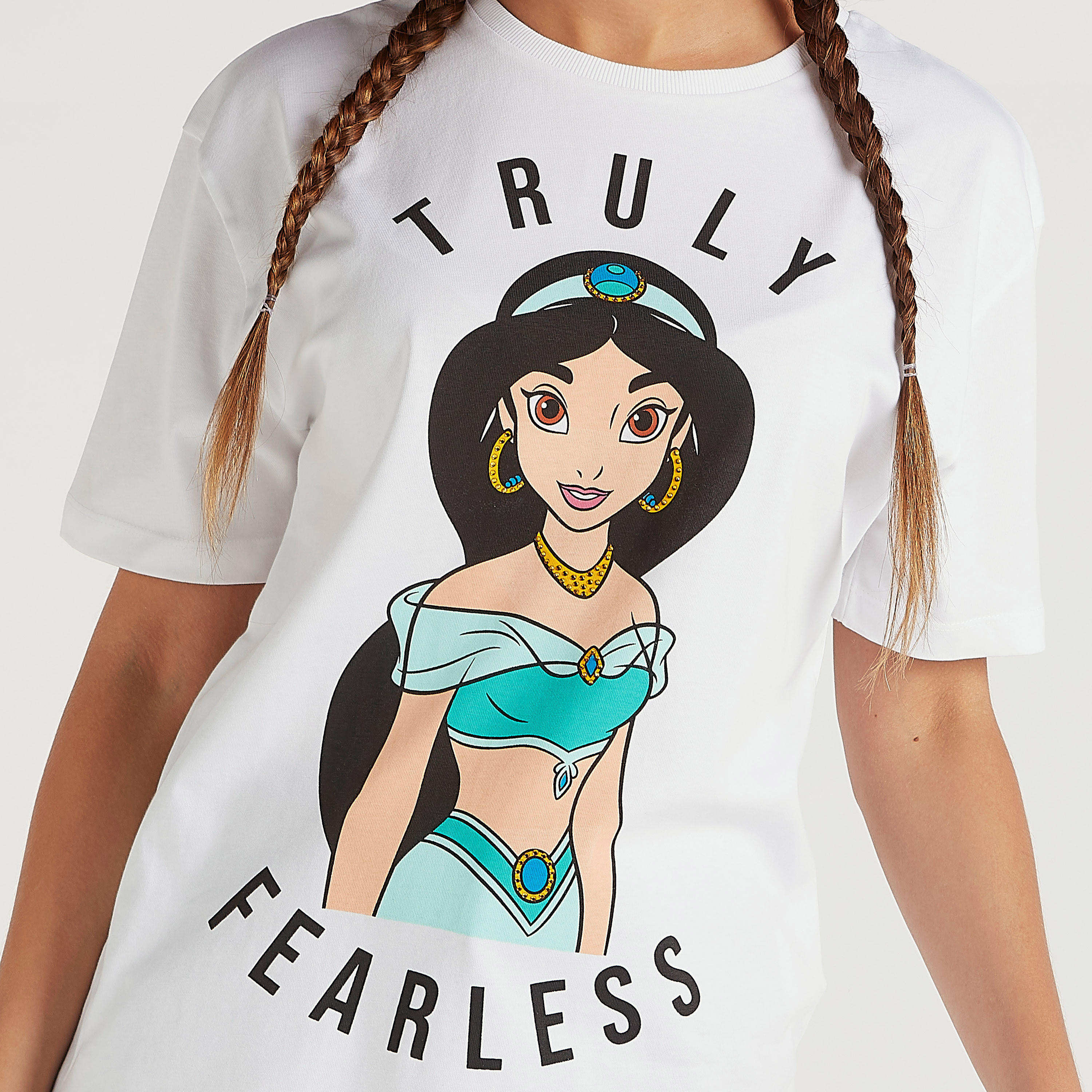 تيشيرت طويل بياقة ضيقة وأكمام قصيرة وطبعات جاسمين-women-clothing-tshirts-image-5