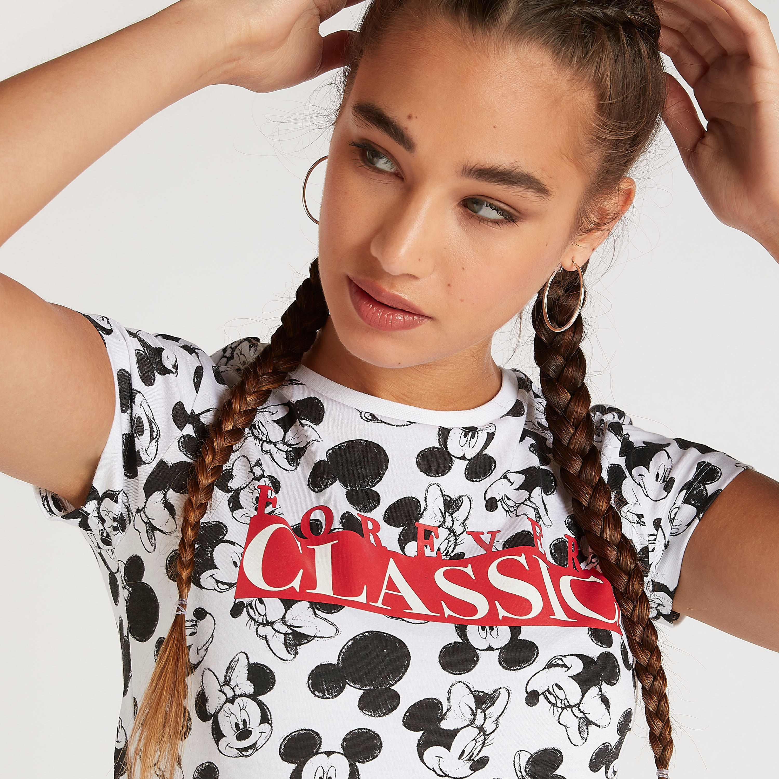 تيشيرت بأكمام كاب وطبعات ميكي وميني ماوس-women-clothing-tshirts-image-5