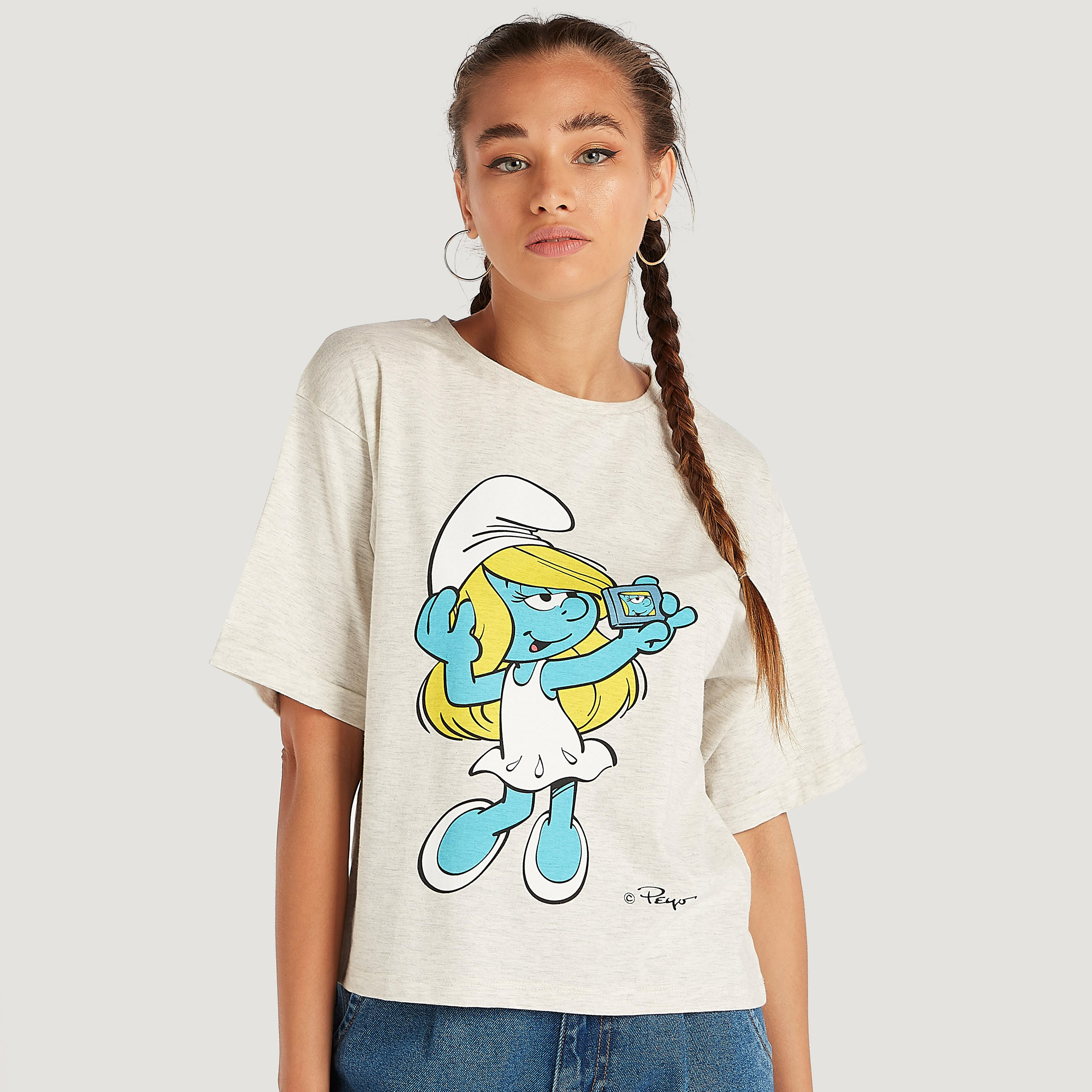 تيشيرت بياقة ضيّقة وأكمام قصيرة وطبعات-women-clothing-tshirts-image-5