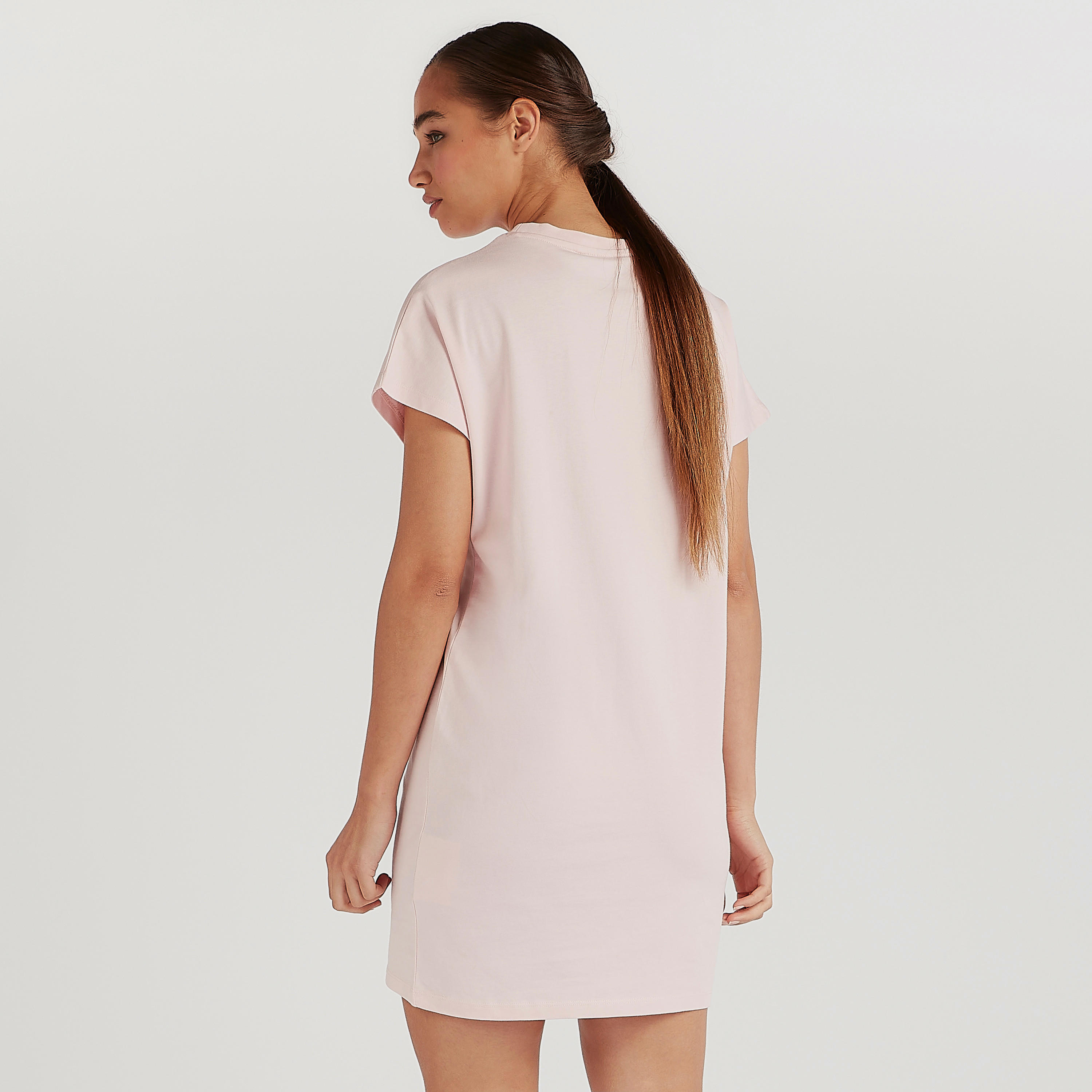فستان تيشيرت بتصميم هالو كيتي بارز الملمس بأكمام قصيرة-women-clothing-dresses-image-4