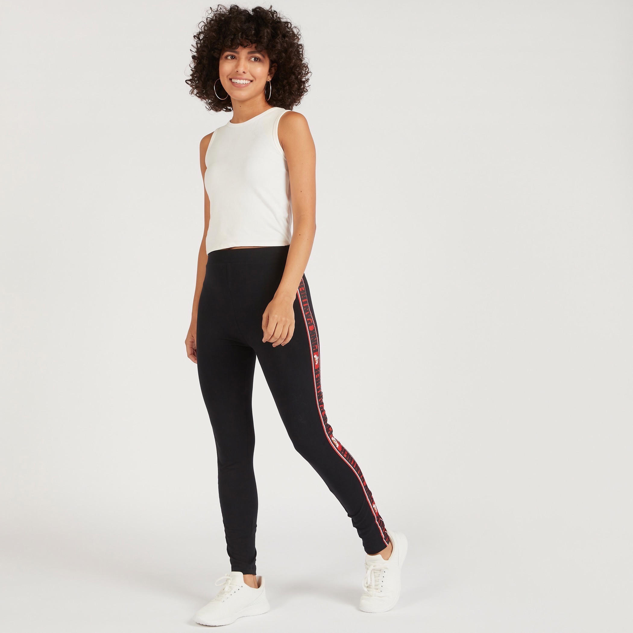 بنطلون ليقنز بخصر متوسط الارتفاع وطبعات بينك بانتر وتفاصيل شريطة-women-clothing-bottoms-leggings-image-2